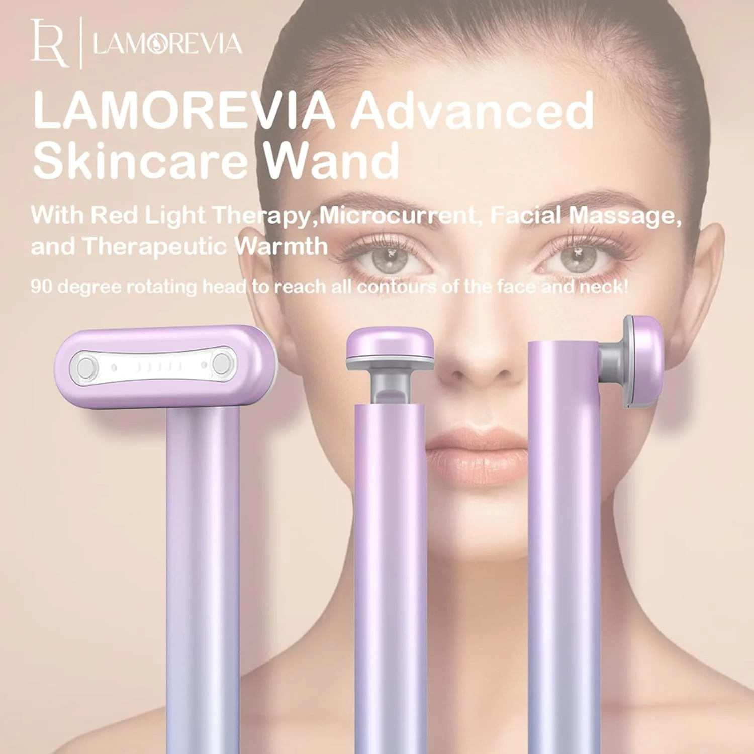 دستگاه ویبراتور صورت VUCATIN، دستگاه نور درمانی قرمز برای صورت و گردن، دستگاه سفت کننده پوست، ماساژور صورت با جریان میکرو، ابزار مراقبت از پوست صورت برای ضد پیری