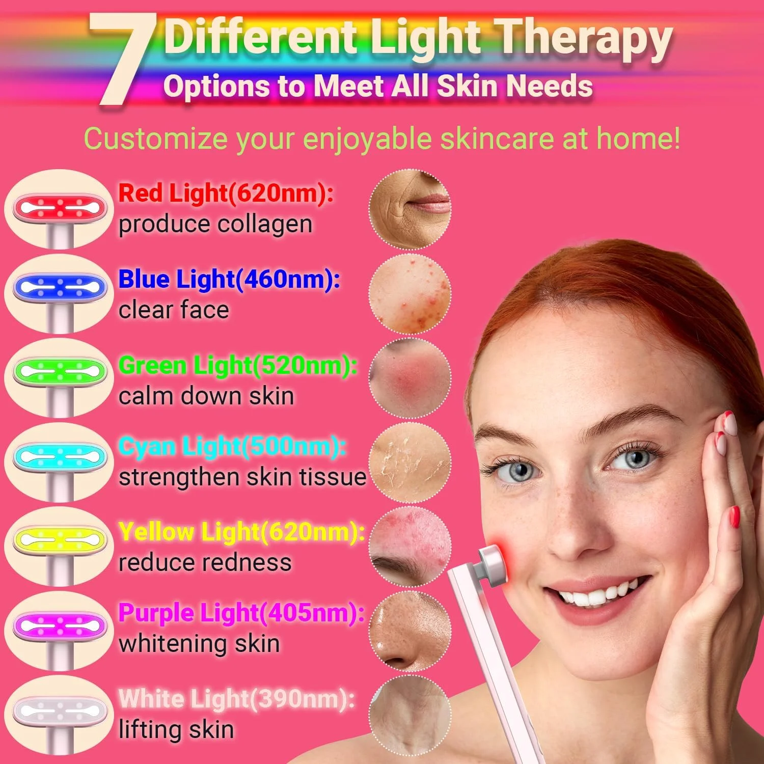 دستگاه نور درمانی قرمز برای صورت - دستگاه LED دستی نور قرمز برای پوست صورت، مناسب برای استفاده در خانه