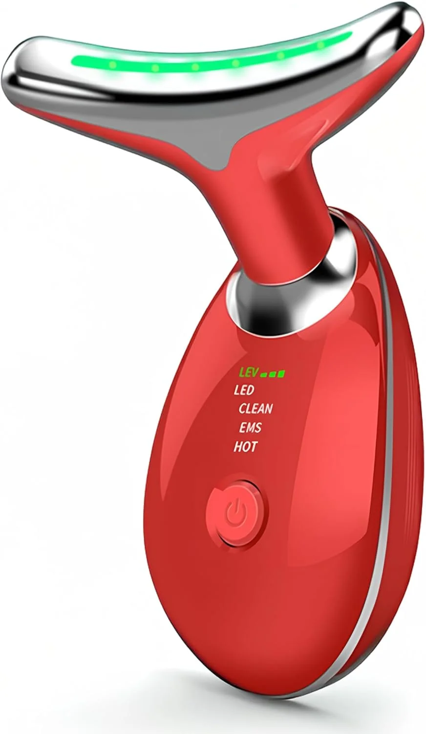 ماساژور گردن و صورت BEYTOR، ابزار فرم دهی صورت، دستگاه جوانسازی پوست با حرارت، LED سه گانه و ویبره، برای ضد پیری، لیفت و سفت کردن پوست شل (صورتی)