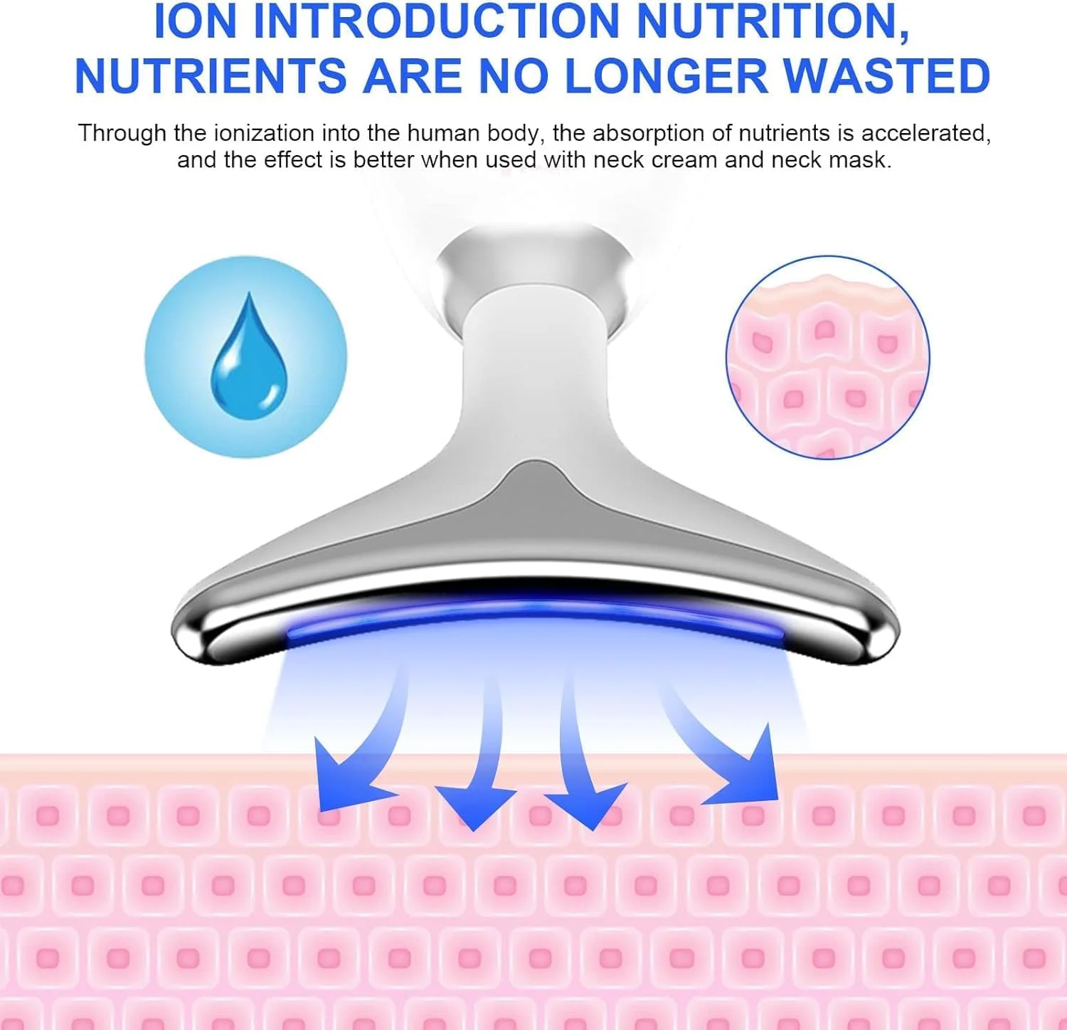 ماساژور برقی صورت و گردن، دستگاه جوانسازی پوست صورت با ویبره، گرمایش و LED، 3 حالت لیفت و سفت کننده پوست برای رفع چین و چروک، سفید