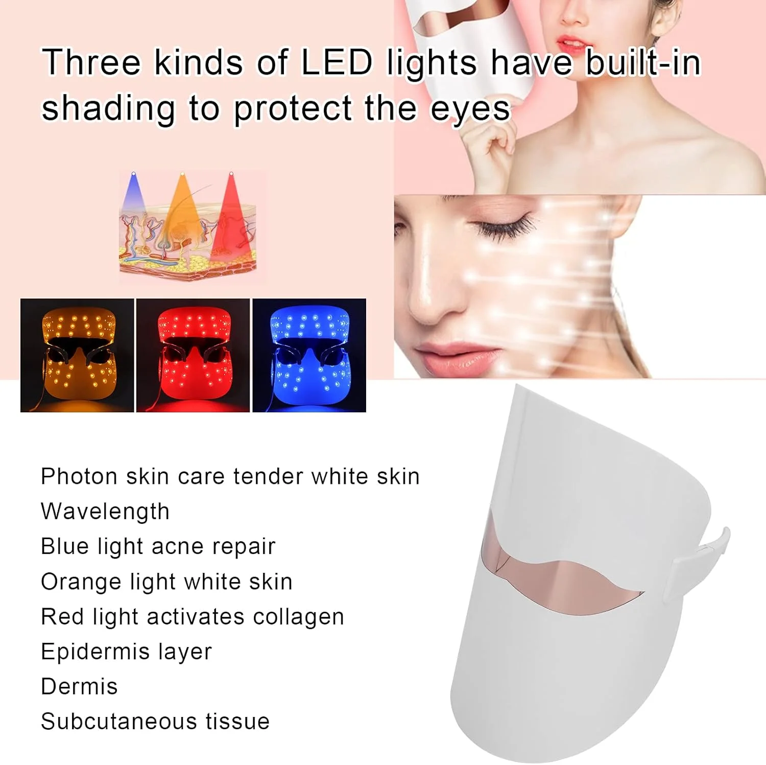 دستگاه زیبایی فوتون، دستگاه زیبایی صورت فوتون با طراحی تراشه نوری 32 عددی، بهبود درخشندگی پوست برای استفاده در خانه، محل کار و مسافرت