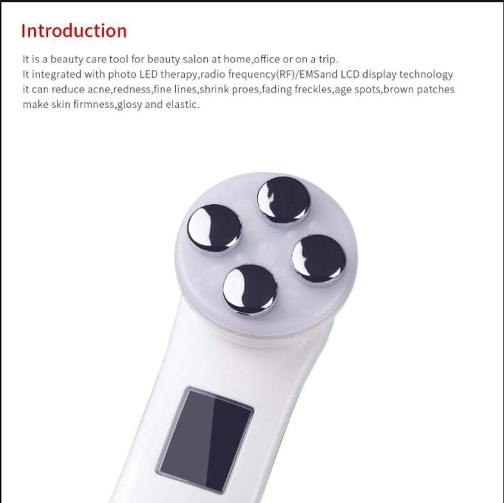 دستگاه آر اف EMS یون مزوتراپی الکتروپوراسیون 5 در 1 فرکانس رادیویی LED فوتون جوان سازی پوست، رفع چین و چروک، ماساژور صورت