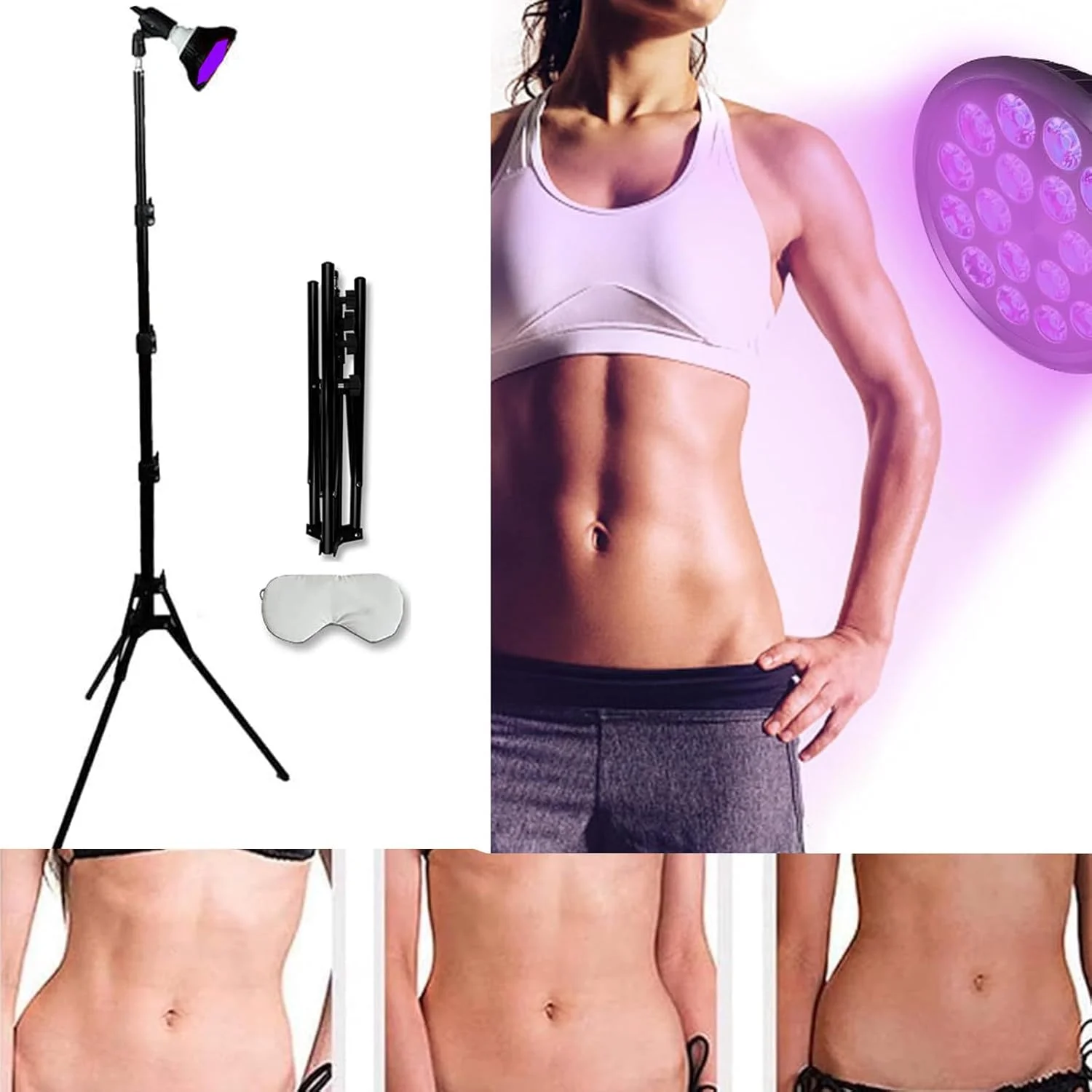 دستگاه برنزه کننده صورت 54 وات، دستگاه برنزه کننده خانگی، چراغ های برنزه کننده صورت سولاریوم خانگی، چراغ برنزه کننده تاشو زمینی برای آویزان کردن، 18 عدد ال ای دی دستگاه برنزه کننده پوست 395 نانومتر، برای برنزه کردن صورت و بدن، مشکی