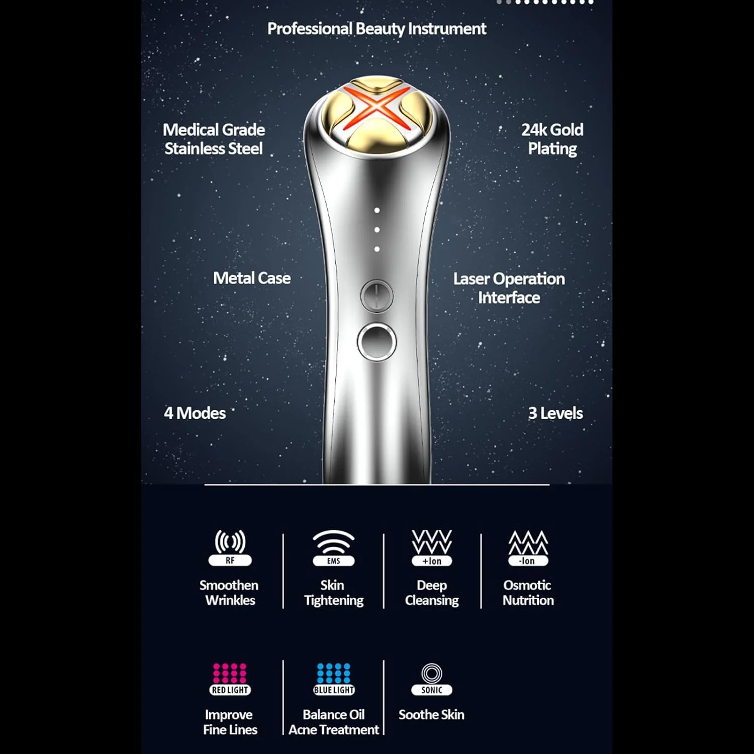 دستگاه مینی چندکاره زیبایی صورت RF EMS LED برای استفاده خانگی، سفید کننده، سفت کننده، جوانسازی و ضد پیری پوست
