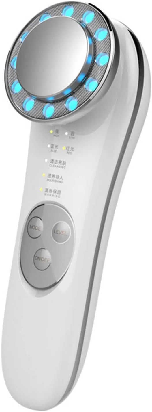 ماساژور صورت حرارتی OZK، دستگاه پاک کننده و لیفتینگ صورت با نور LED قرمز و آبی و فرکانس بالا، ابزار مراقبت از پوست USB برای خانه