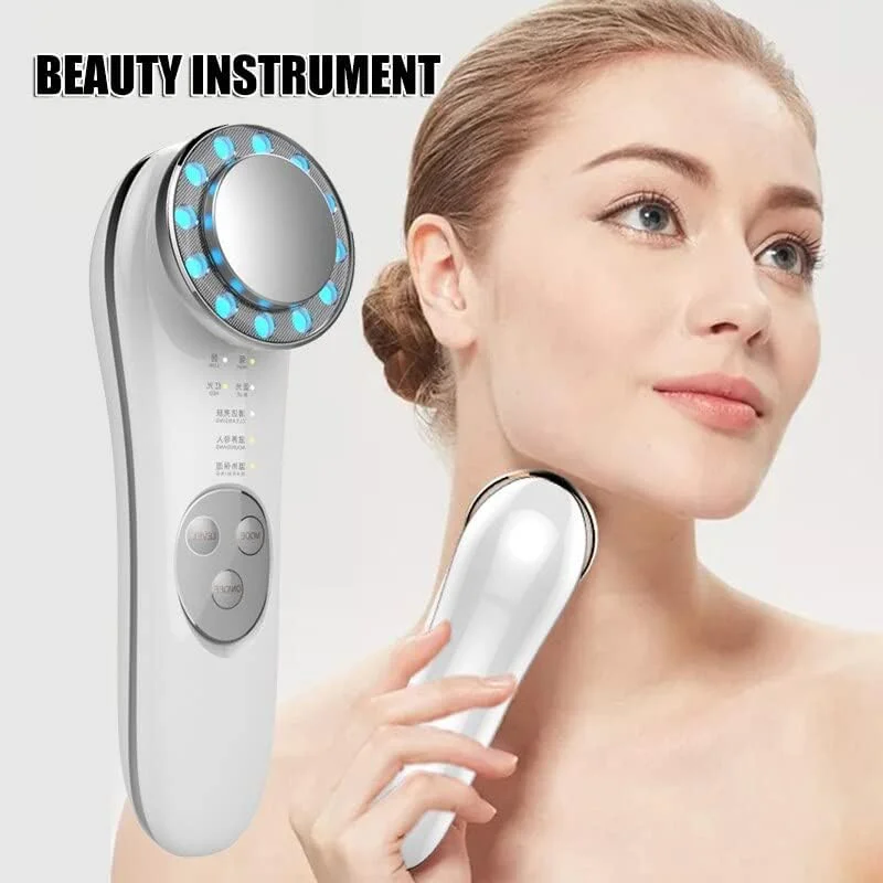 ماساژور صورت حرارتی OZK، دستگاه پاک کننده و لیفتینگ صورت با نور LED قرمز و آبی و فرکانس بالا، ابزار مراقبت از پوست USB برای خانه