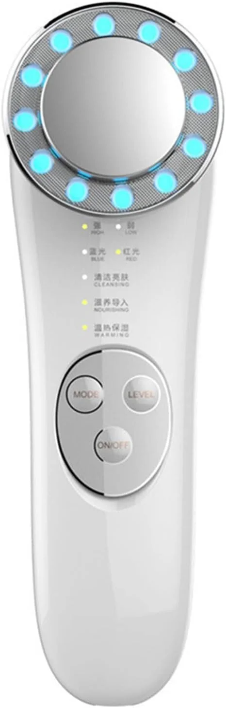 ماساژور صورت حرارتی OZK، دستگاه پاک کننده و لیفتینگ صورت با نور LED قرمز و آبی و فرکانس بالا، ابزار مراقبت از پوست USB برای خانه