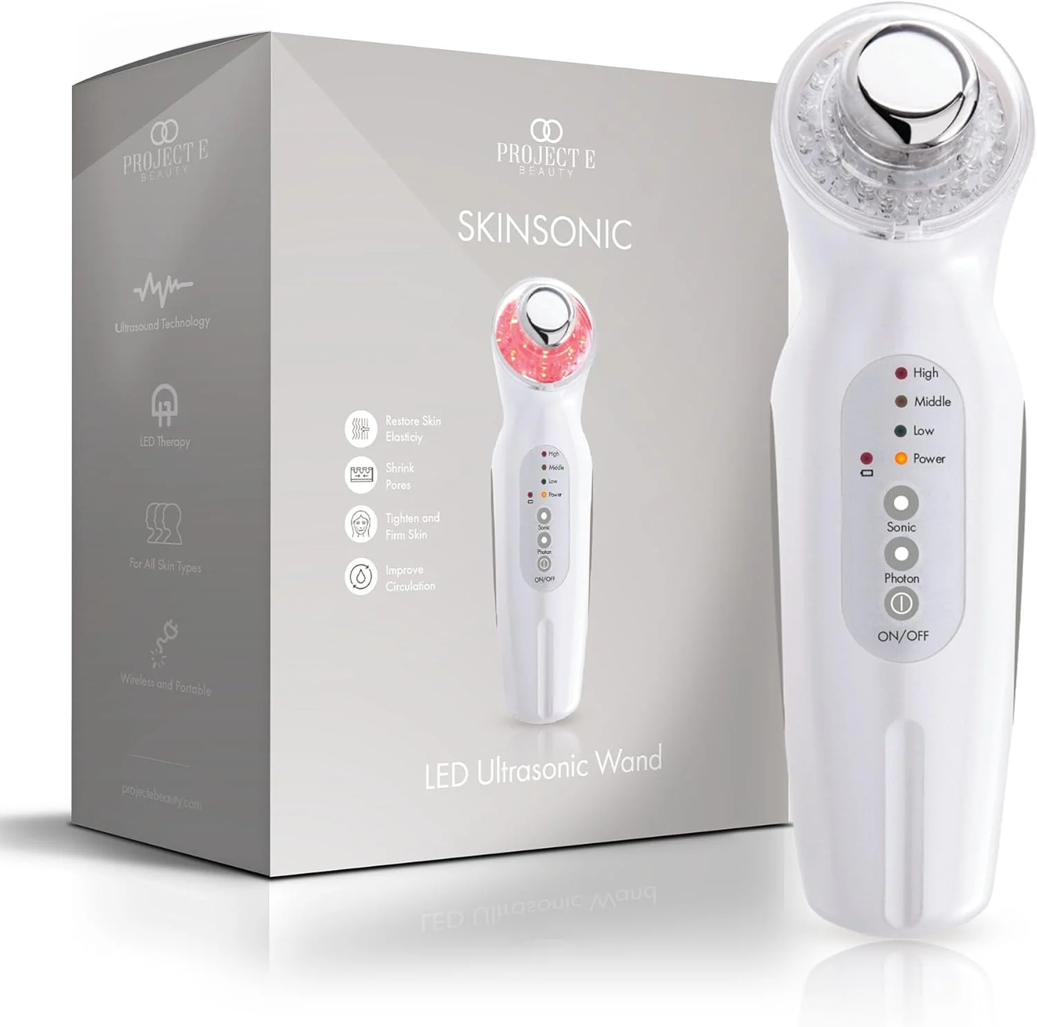 دستگاه ال ای دی صورت Project E Beauty | نور درمانی ال ای دی قرمز، آبی و سبز | ویبره درمانی | افزایش کلاژن | ضد پیری | سفت کننده | کاهش چین و چروک | ضد لک