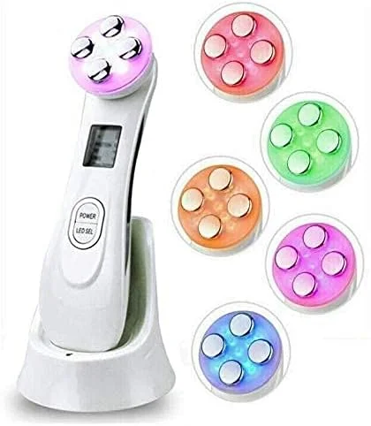 دستگاه زیبایی پوست 5 در 1 LED RF، ماساژور صورت اولتراسونیک، دستگاه ضد پیری UK