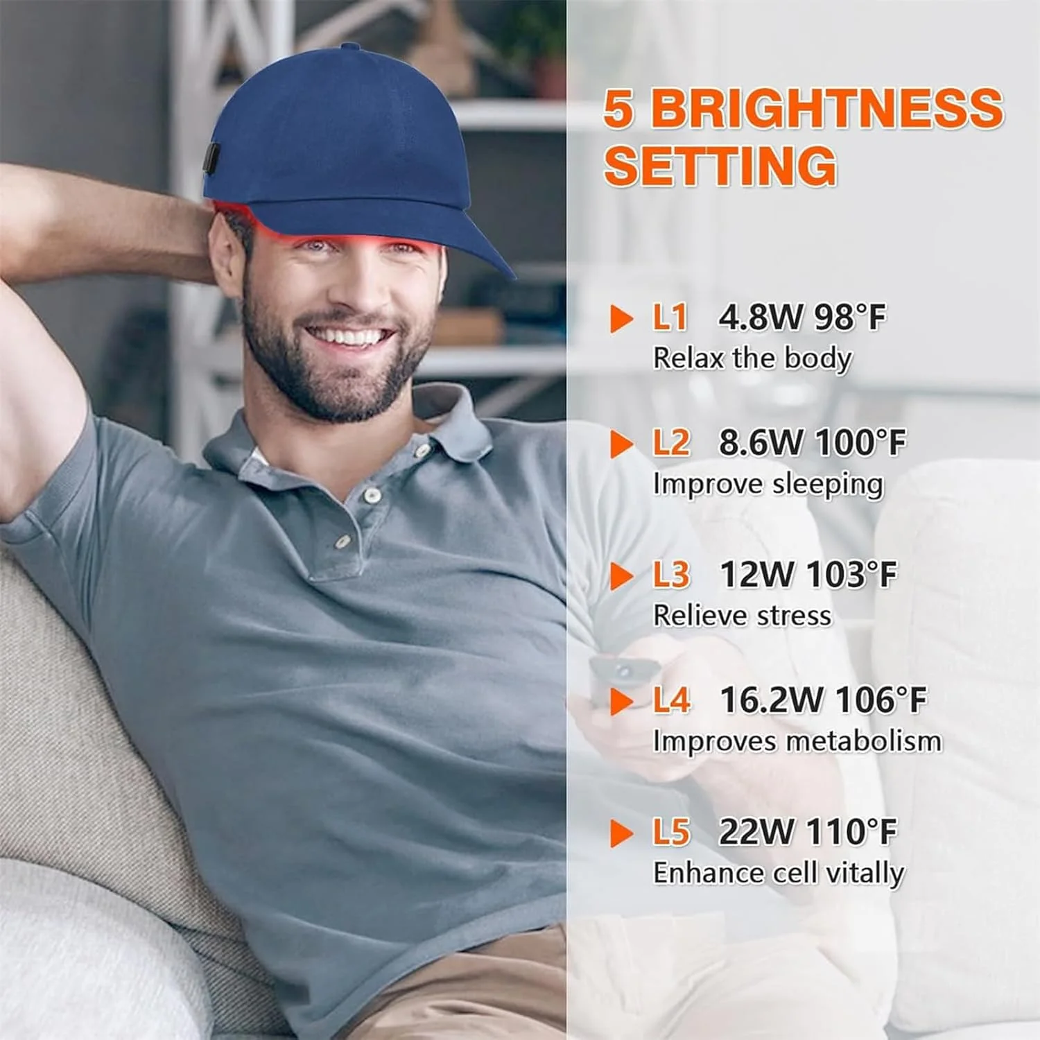 کلاه نوردرمانی قرمز، کلاه رشد مو کنترل چربی با 180 عدد لامپ LED و تایمر، طول موج نور نزدیک به مادون قرمز 660 نانومتر، 850 نانومتر و 940 نانومتر، کلاه LED رشد مو، برای تسکین درد سر