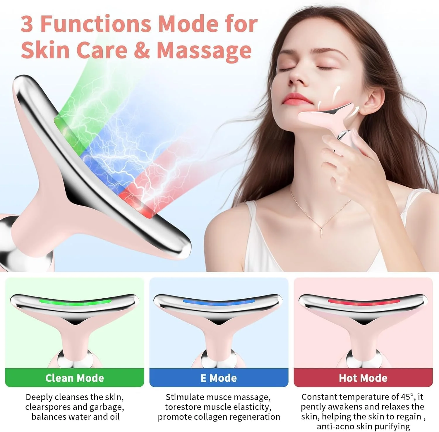 ماساژور صورت و گردن، دستگاه فرم دهی صورت با 3 حالت و نور LED 7 رنگ، نور قرمز برای ابزار صورت و گردن برای مراقبت از پوست، دستگاه لیفت صورت، مجسمه ساز صورت با لرزش و گرمایش ماساژور صورت و گردن، دستگاه فرم دهی صورت با 3 حالت و نور LED 7 رنگ، نور قرمز برای ابزار صورت و گردن برای مراقبت از پوست، دستگاه لیفت صورت، مجسمه ساز صورت با لرزش و گرمایش