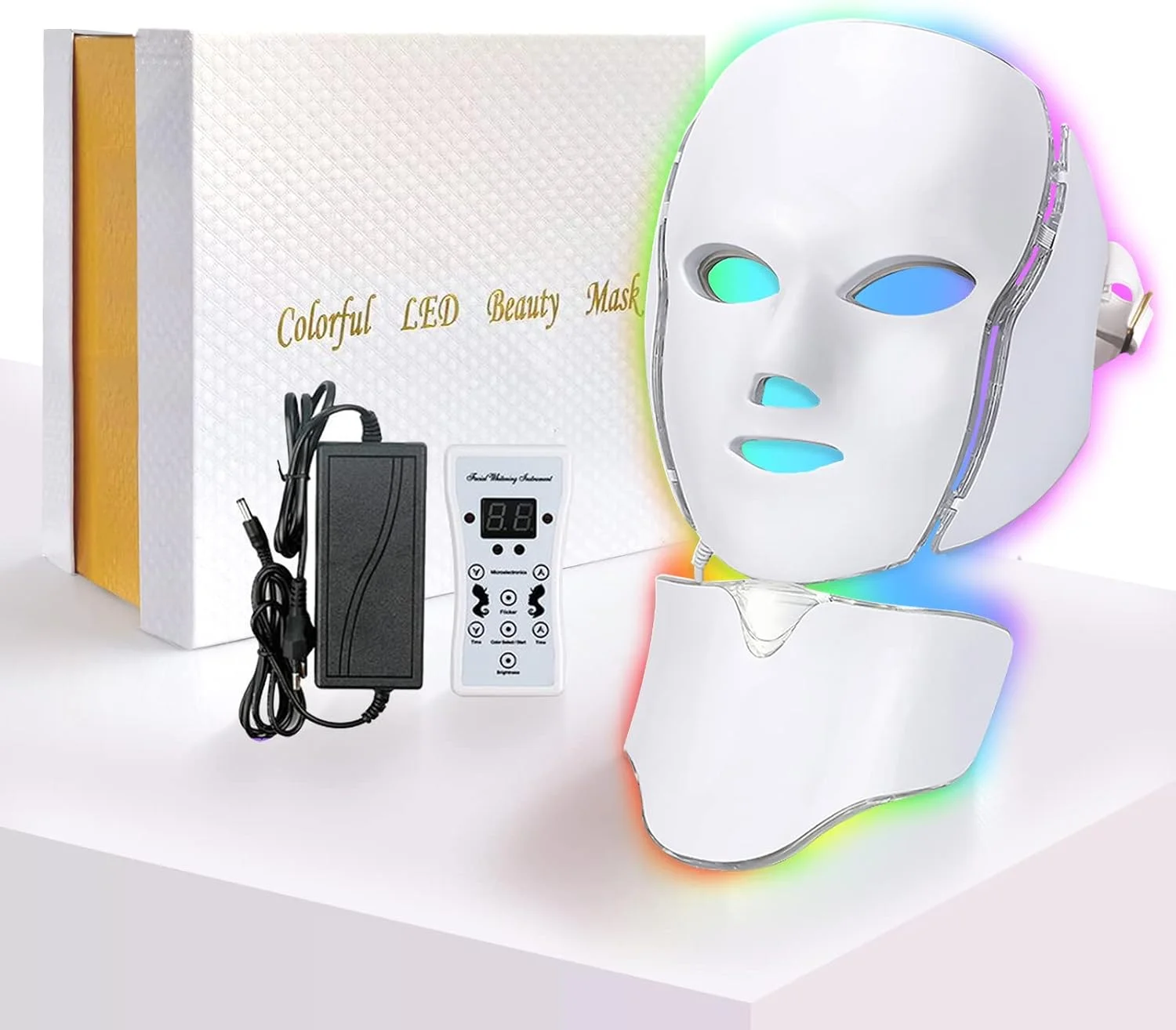 ماسک صورت LED با نور درمانی - دارای تاییدیه FDA، ماسک صورت LED، ماسک مراقبت از پوست صورت با نور قرمز برای صورت و گردن