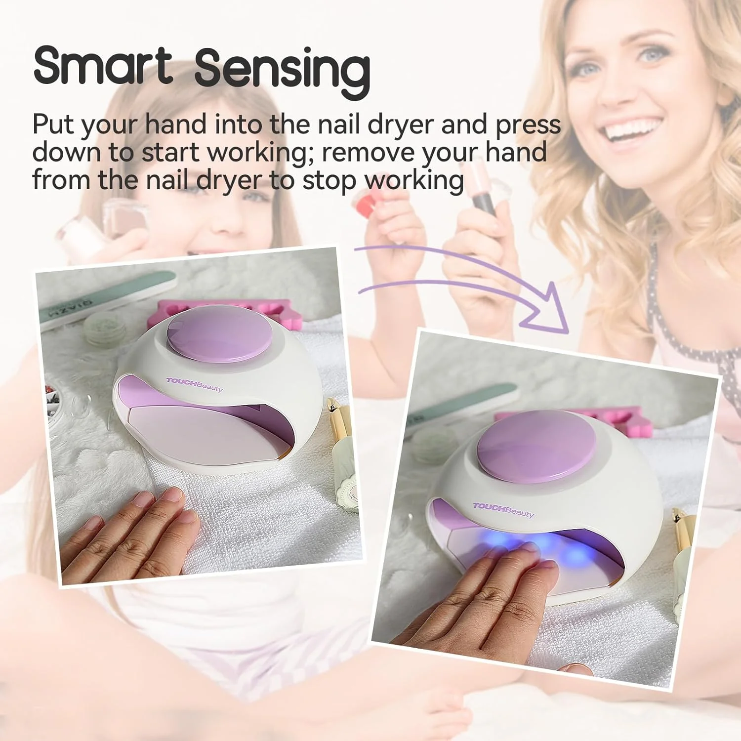 خشک کن لاک ناخن کوچک و قابل حمل تاچ بیوتی با نور ال ای دی و جریان هوا مدل TB-0889