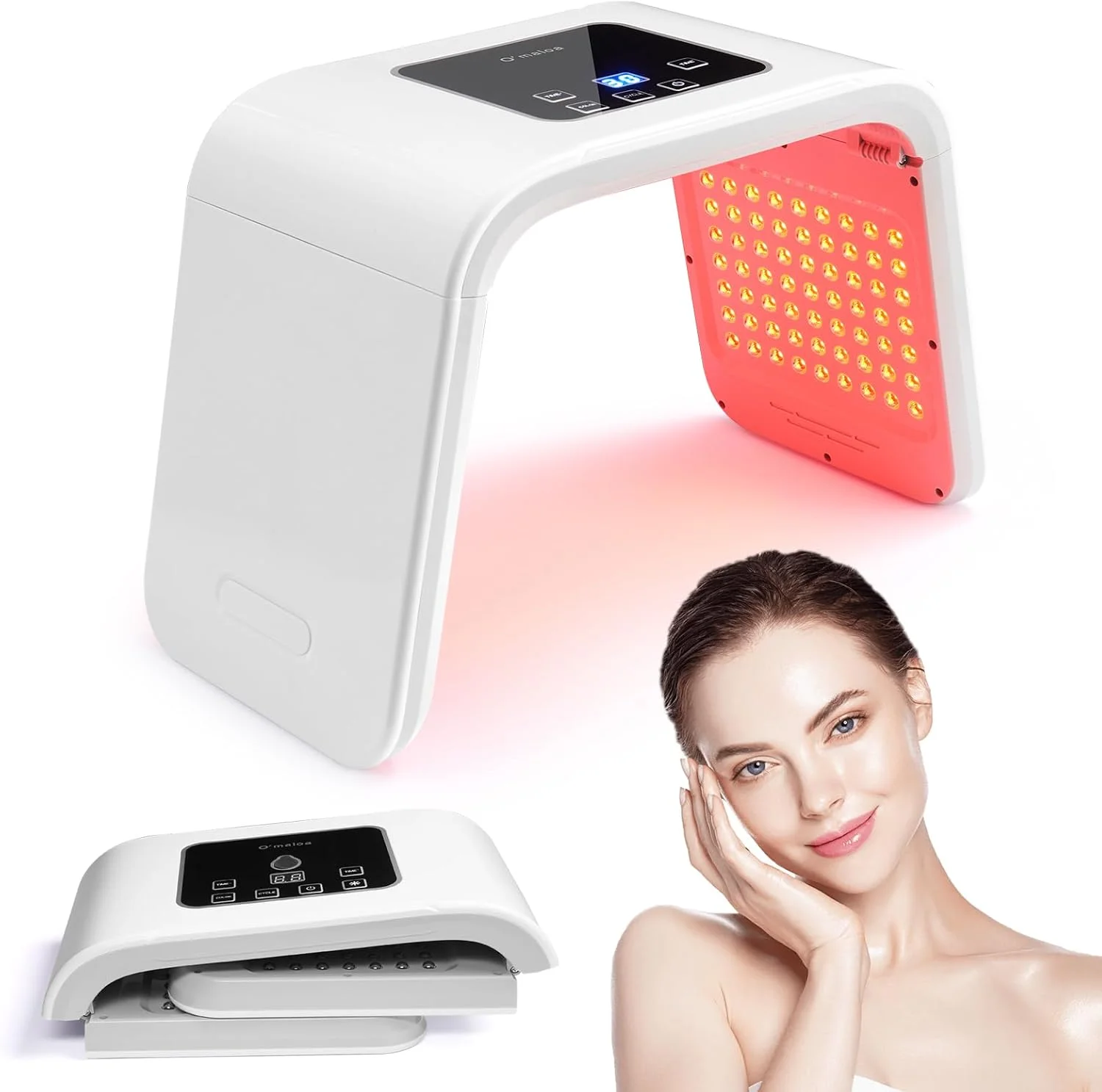 ماسک نور درمانی LED صورت - ماسک LED تاشو با 7 رنگ و رنگ های چرخشی برای مراقبت از پوست