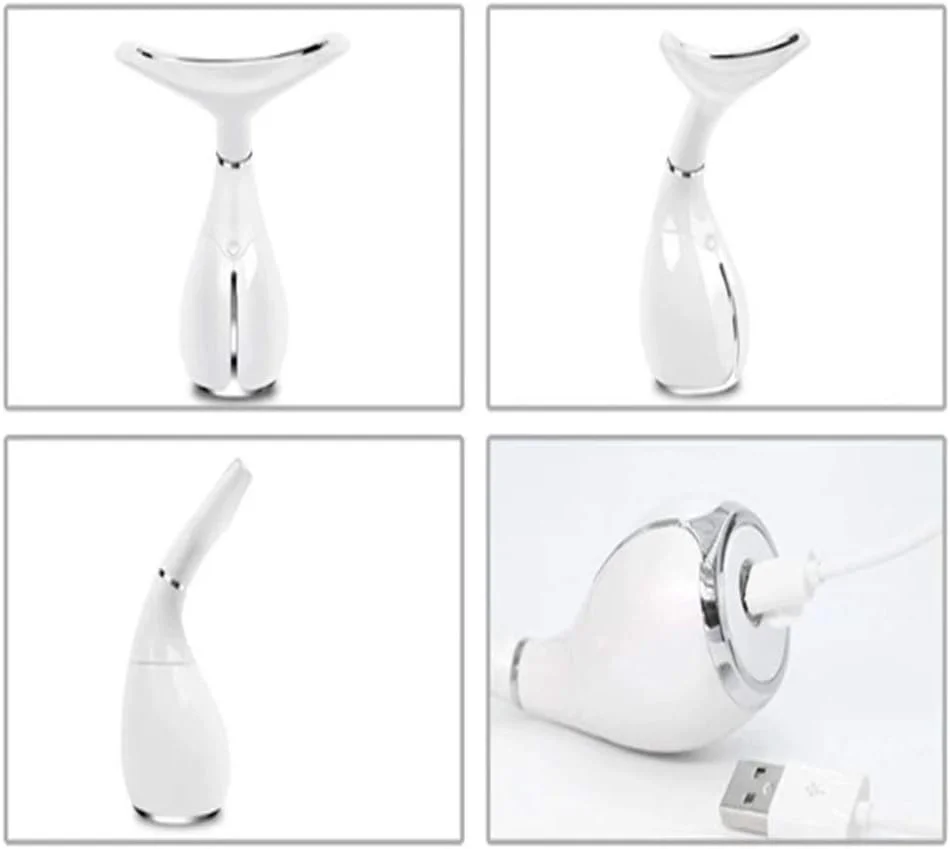 دستگاه سفت کننده گردن و رفع چین و چروک با نور LED سه فوتونی، ماساژور ویبره پوست گردن، دستگاه ماساژ رفع چین و چروک، دستگاه زیبایی لیفت و سفت کننده پوست گردن