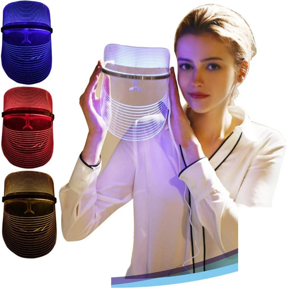 ماسک صورت نور درمانی، دستگاه زیبایی ۳ رنگ LED لمسی، دستگاه SPA صورت، ضد آکنه، رفع چین و چروک، افزایش کلاژن، جوان سازی پوست