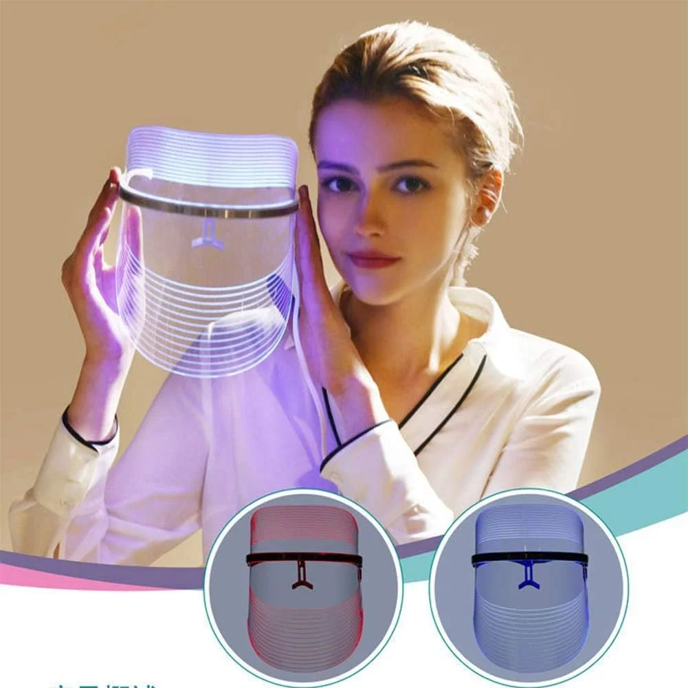 ماسک صورت نور درمانی، دستگاه زیبایی ۳ رنگ LED لمسی، دستگاه SPA صورت، ضد آکنه، رفع چین و چروک، افزایش کلاژن، جوان سازی پوست