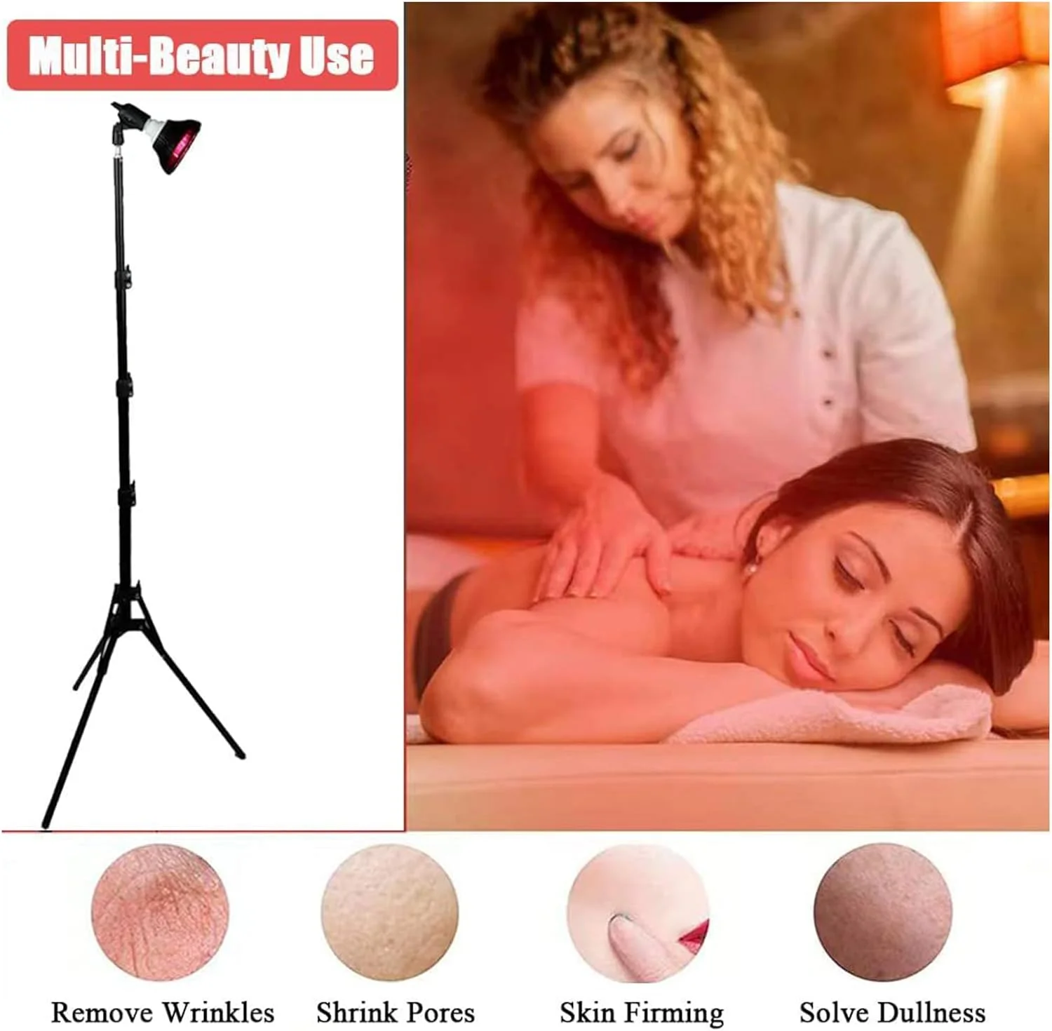 لامپ برنزه کننده 54 وات با سه پایه، آلومینیوم سبک وزن، دستگاه بدن صورت 18 ال ای دی 660+850 نانومتر، محافظت از چشم، ارتفاع قابل تنظیم 98-200 سانتی متر، سر چرخان 180 درجه، آفتاب گرفتن در خانه برای پوست برنزه در تمام طول سال