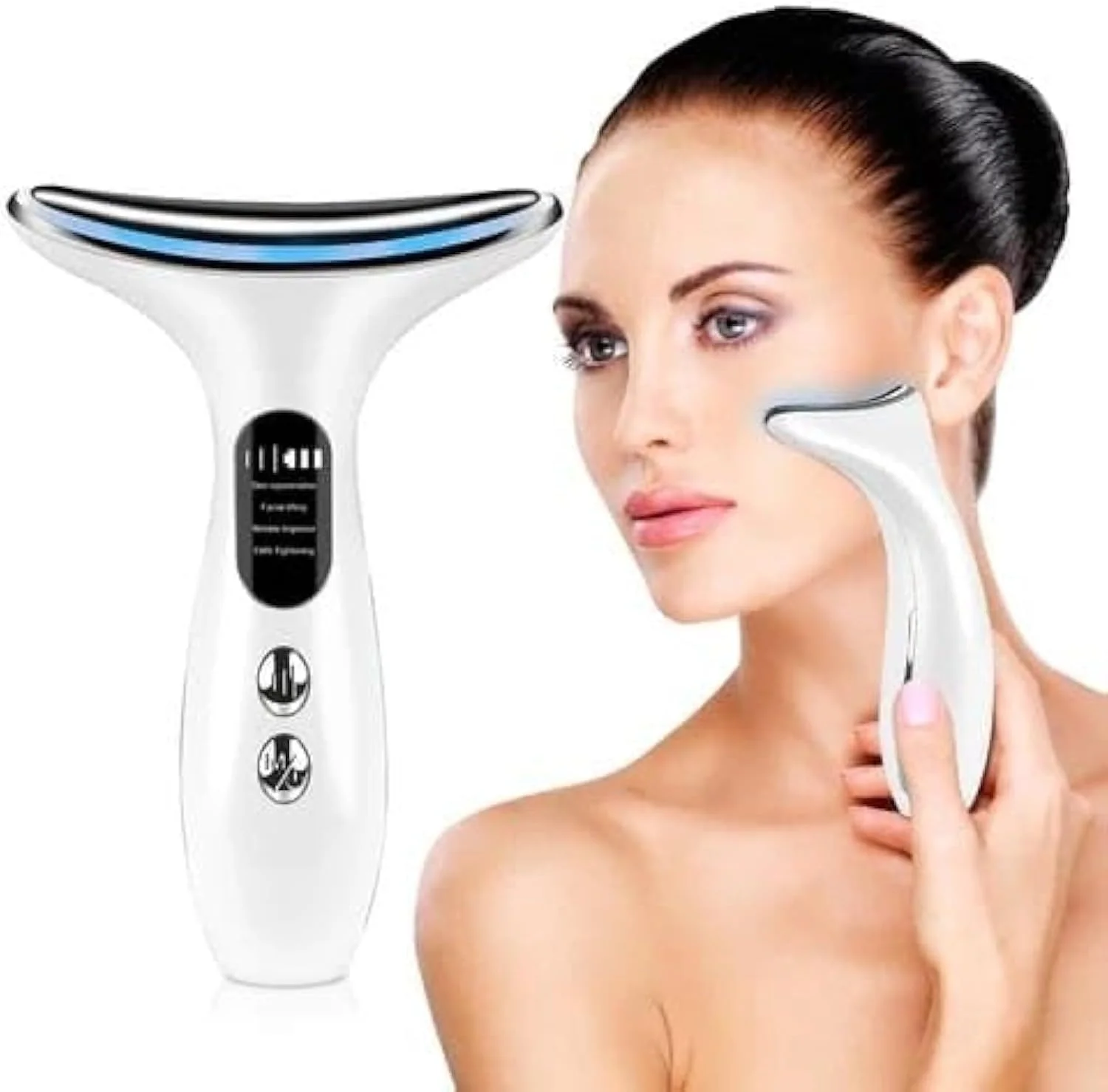 ماساژور صورت و گردن - کاهش دهنده غبغب، 3 حالت ماساژ، گرمایش 45 درجه سانتیگراد، سفید، پلاستیک و فلز، دستگاه مراقبت از زیبایی و شخصی