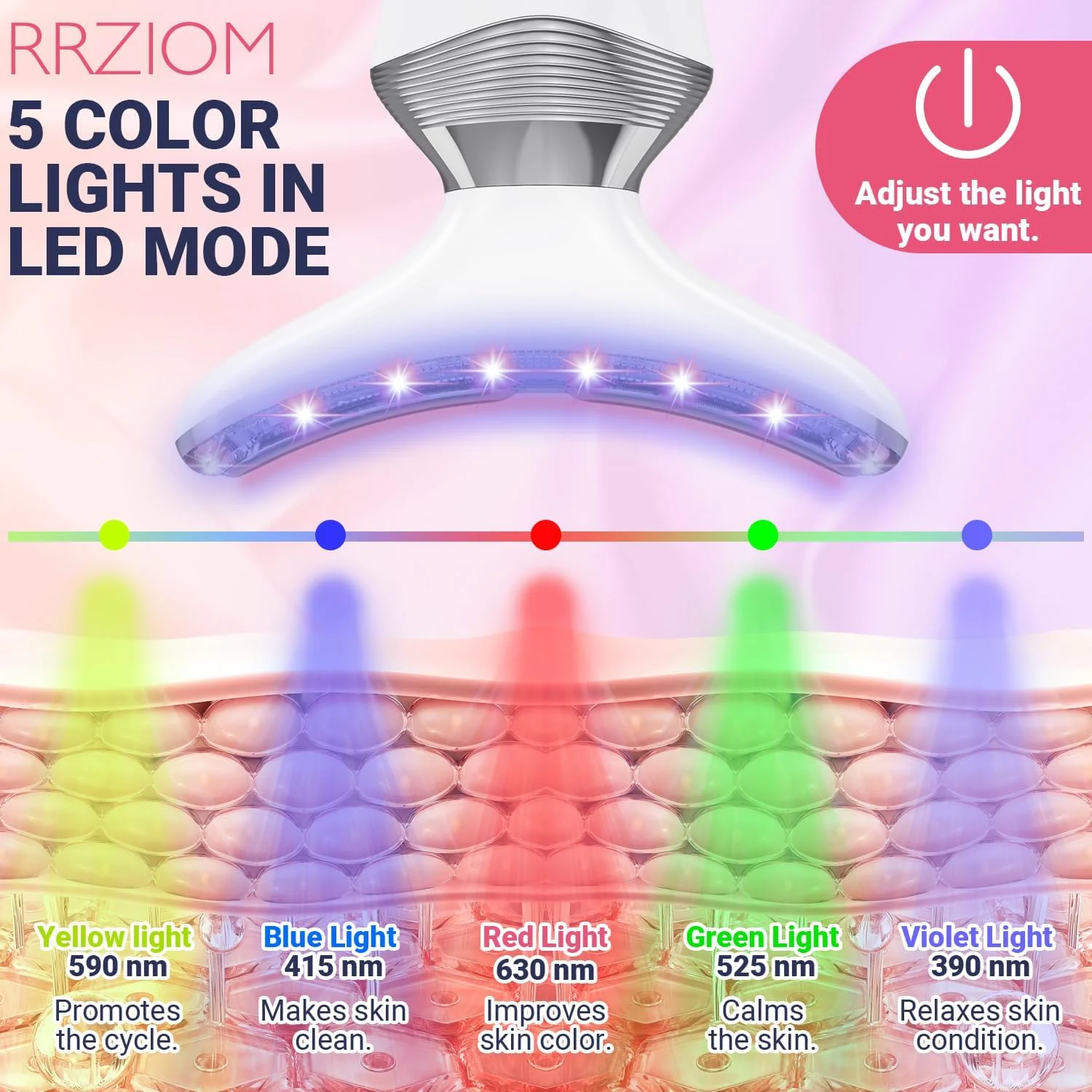 دستگاه نوردرمانی صورت با نور قرمز - دستگاه ماساژور صورت و گردن با 5 رنگ LED برای استفاده در منزل
