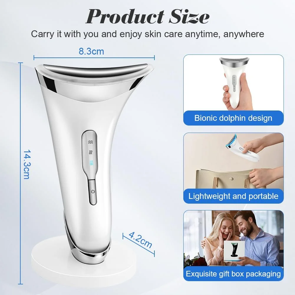 ماساژور صورت HOTUT برای رفع چین و چروک، دستگاه زیبایی صورت با 3 حالت LED، ماساژ صورت، ماساژ صورت EMS، دستگاه سفت کننده صورت و گردن، 45 درجه سانتیگراد برای سفت کردن و لیفتینگ پوست