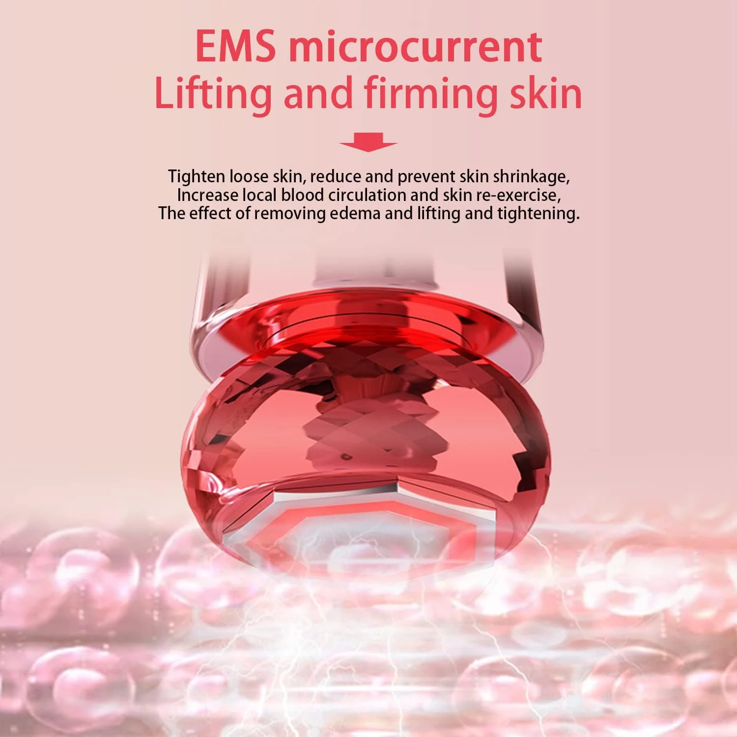 ماساژور صورت RF EMS، دستگاه RF، دستگاه زیبایی جوانسازی فوتون، دستگاه RF جوانسازی پوست LED، لیفت صورت با الکتروپوراسیون، کاهش غبغب (قرمز)