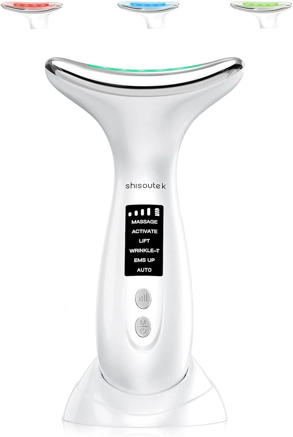 ماساژور صورت ضد چروک، از بین برنده غبغب، دارای 3 رنگ LED، دستگاه زیبایی ضد چروک با گرمای 45 درجه سانتیگراد و سرمای 5 درجه سانتیگراد، ماساژور صورت، نور درمانی صورت