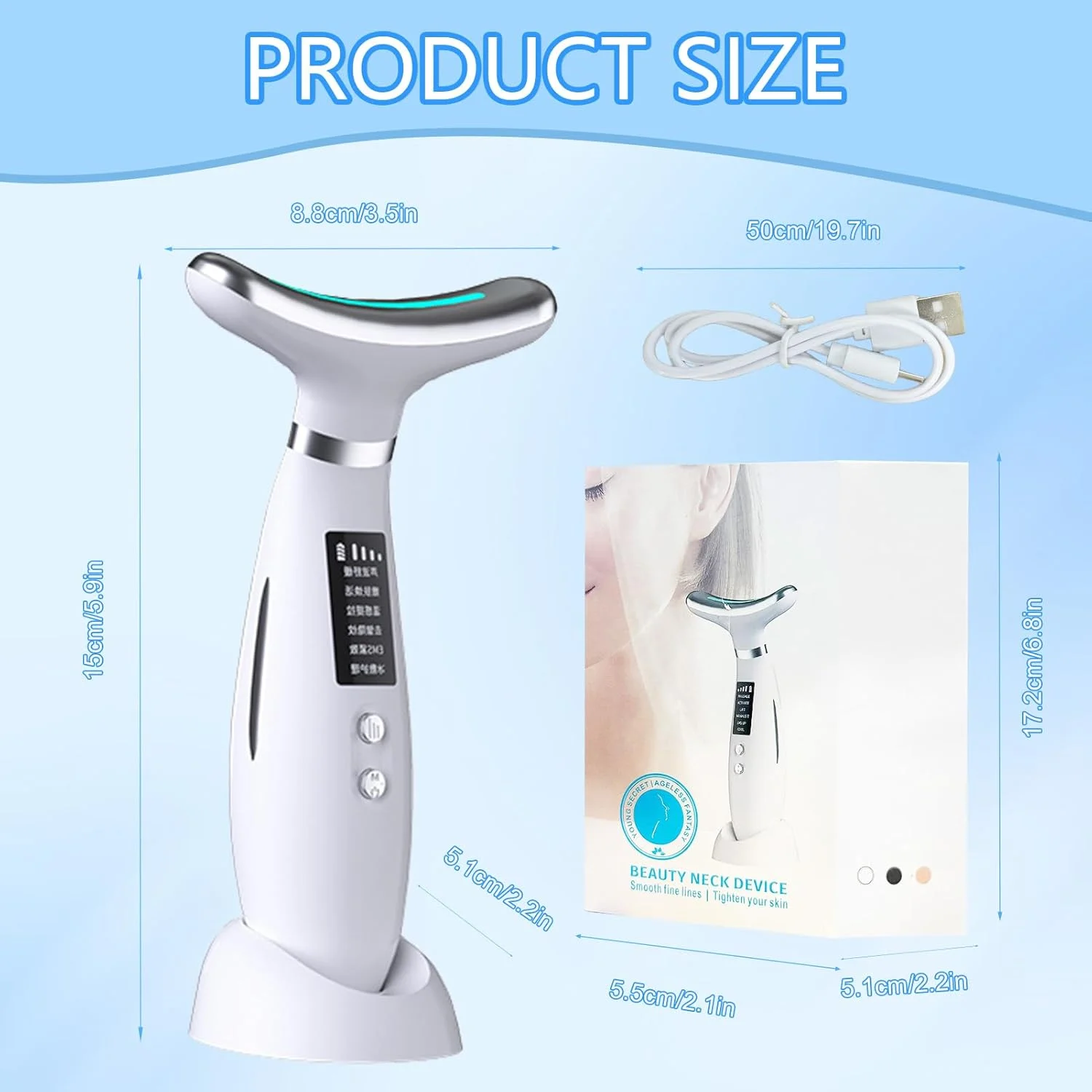 ماساژور صورت ضد چروک، از بین برنده غبغب، دارای 3 رنگ LED، دستگاه زیبایی ضد چروک با گرمای 45 درجه سانتیگراد و سرمای 5 درجه سانتیگراد، ماساژور صورت، نور درمانی صورت