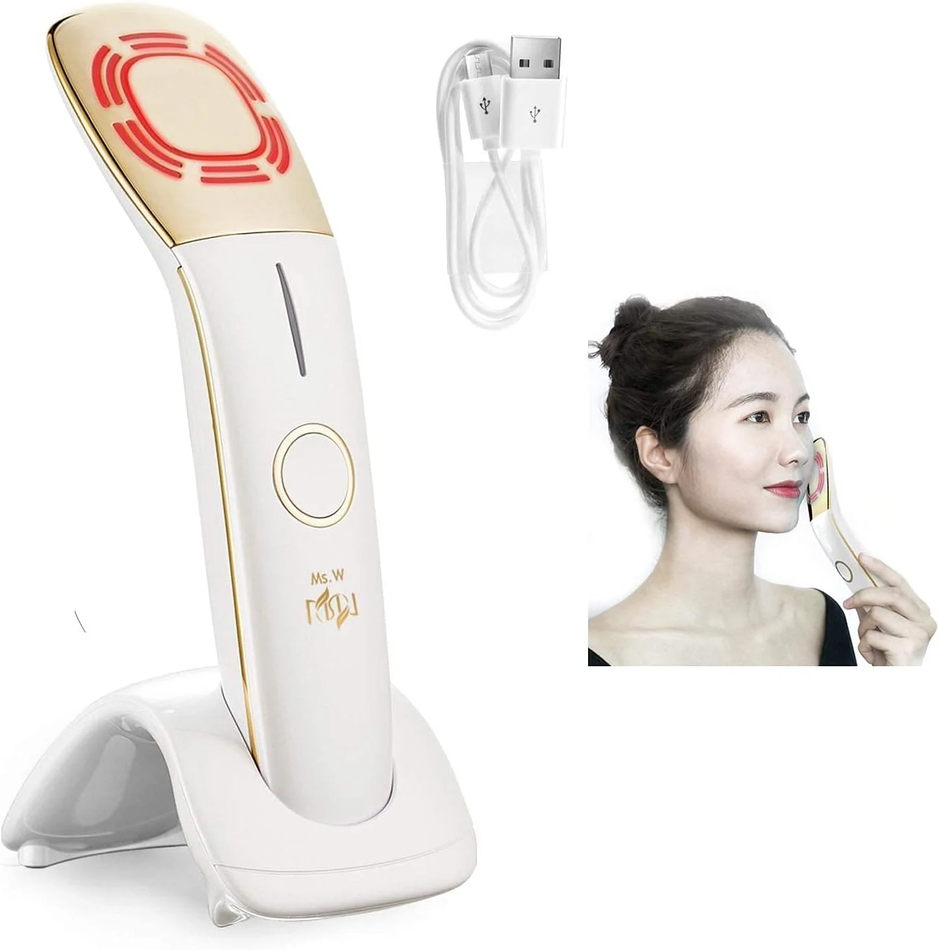 دستگاه ماساژور صورت قابل حمل Ms.W، ابزار زیبایی، دستگاه مراقبت از پوست، نور LED مادون قرمز، سفت کننده و لیفتینگ پوست، تونر، دستگاه ماساژ صورت ضد پیری و ضد چروک