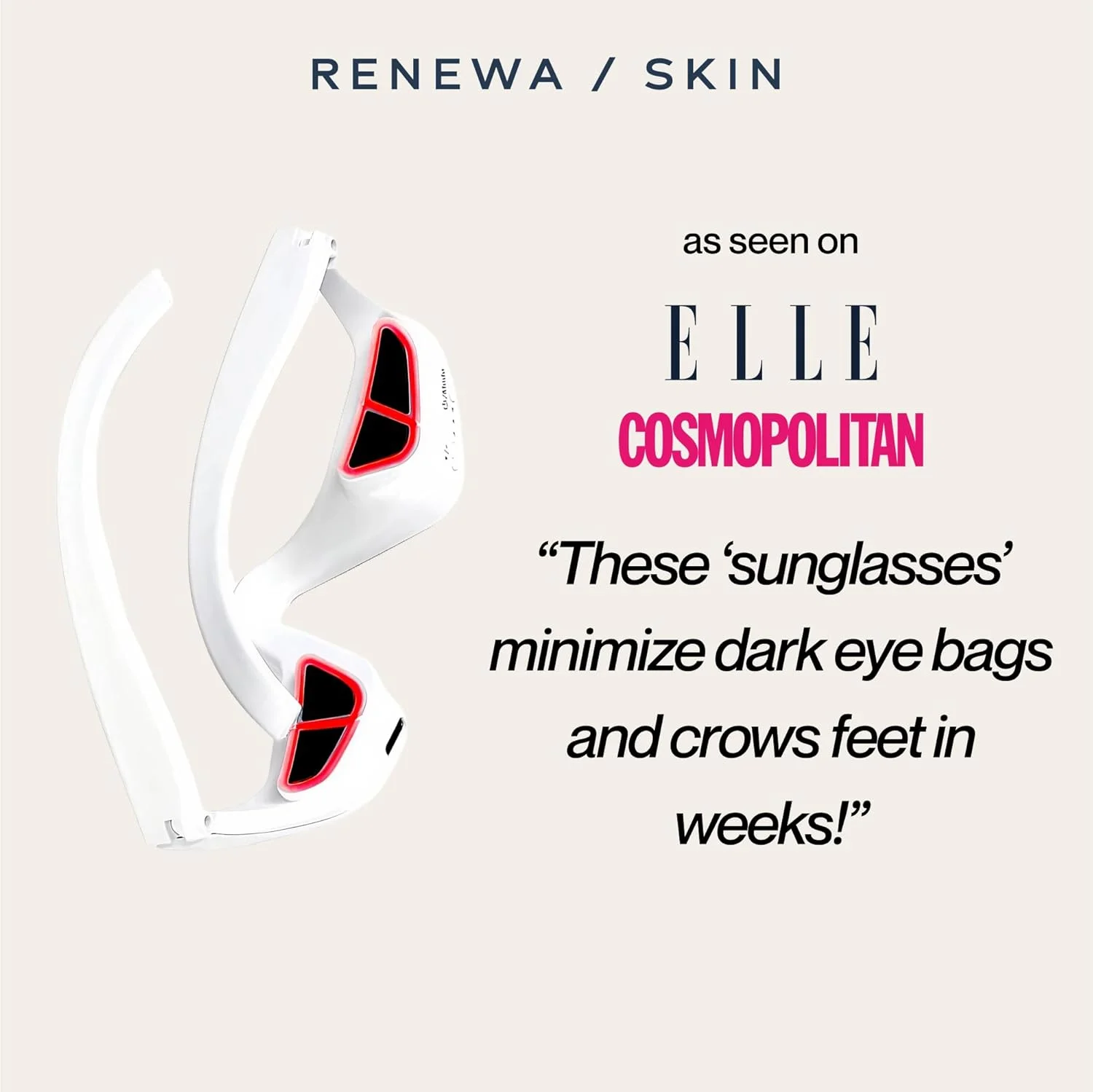 ابزار مراقبت از پوست دور چشم Renewa Skin EyeLift با نور قرمز LED و پشتیبانی میکروکارنت | دستگاه فشرده صورت برای ظاهری شاداب