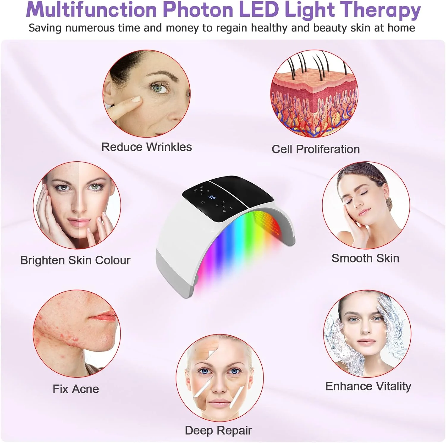 ماسک نور درمانی LED فوتون، ماسک صورت LED هفت رنگ با نور نزدیک به مادون قرمز، دستگاه حرفه ای زیبایی PDT، دستگاه مراقبت از پوست صورت، بدن و دست در خانه ماسک نور درمانی LED فوتون، ماسک صورت LED هفت رنگ با نور نزدیک به مادون قرمز، دستگاه حرفه ای زیبایی PDT، دستگاه مراقبت از پوست صورت، بدن و دست در خانه