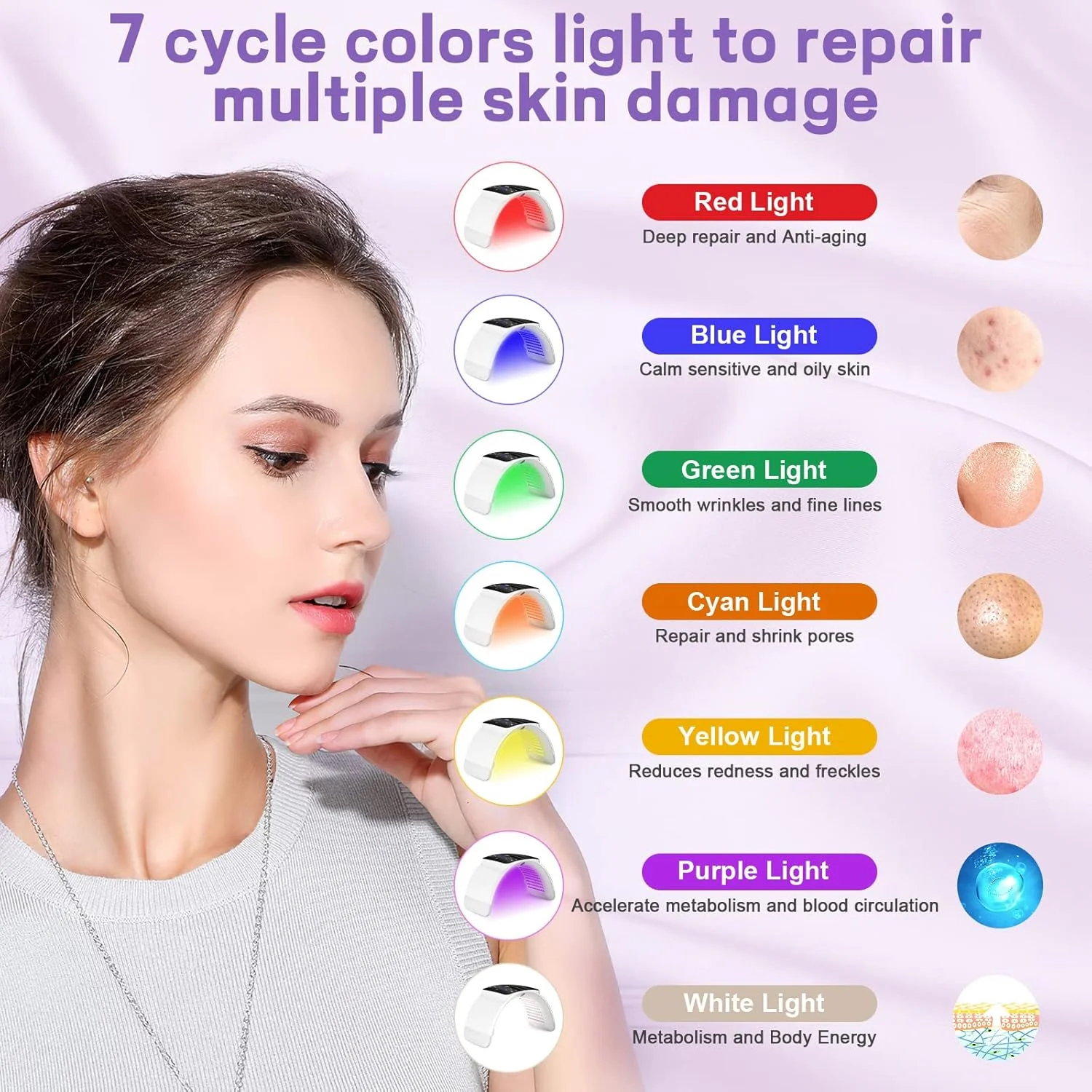 ماسک نور درمانی LED فوتون، ماسک صورت LED هفت رنگ با نور نزدیک به مادون قرمز، دستگاه حرفه ای زیبایی PDT، دستگاه مراقبت از پوست صورت، بدن و دست در خانه ماسک نور درمانی LED فوتون، ماسک صورت LED هفت رنگ با نور نزدیک به مادون قرمز، دستگاه حرفه ای زیبایی PDT، دستگاه مراقبت از پوست صورت، بدن و دست در خانه