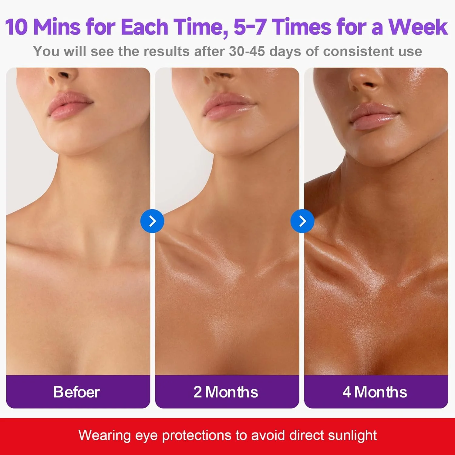 دستگاه سولاریوم صورت برای استفاده خانگی - 22 وات با سه لامپ برای صورت و بدن با 144 ال ای دی، ارتفاع و زاویه قابل تنظیم