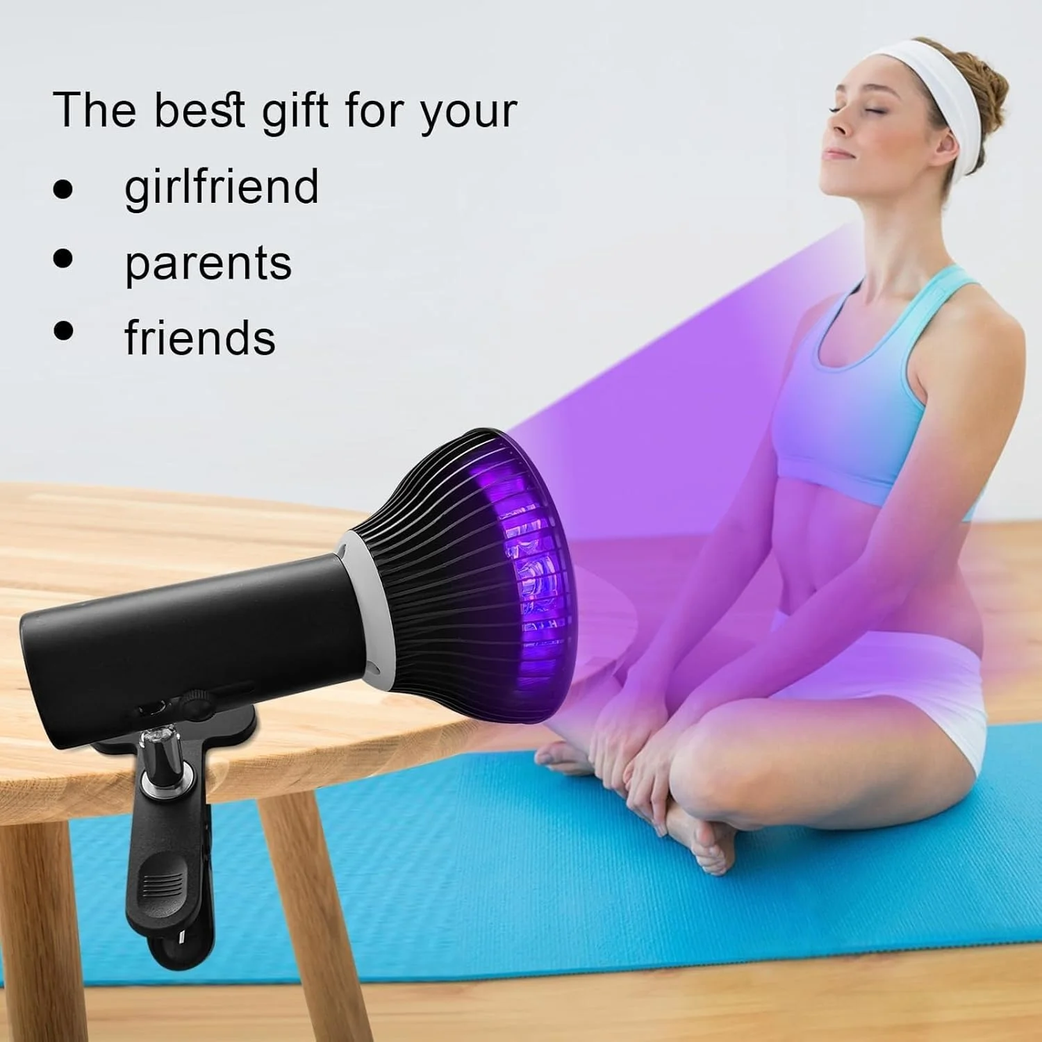 لامپ برنزه کننده 54 وات با گیره رومیزی، دستگاه برنزه کننده صورت و بدن، 18 ال ای دی 395 نانومتر، ارتفاع قابل تنظیم 38.5-78.7 اینچ، سر چرخان 300 درجه، دستگاه برنزه کننده صورت و بدن برای پوست برنزه در تمام طول سال