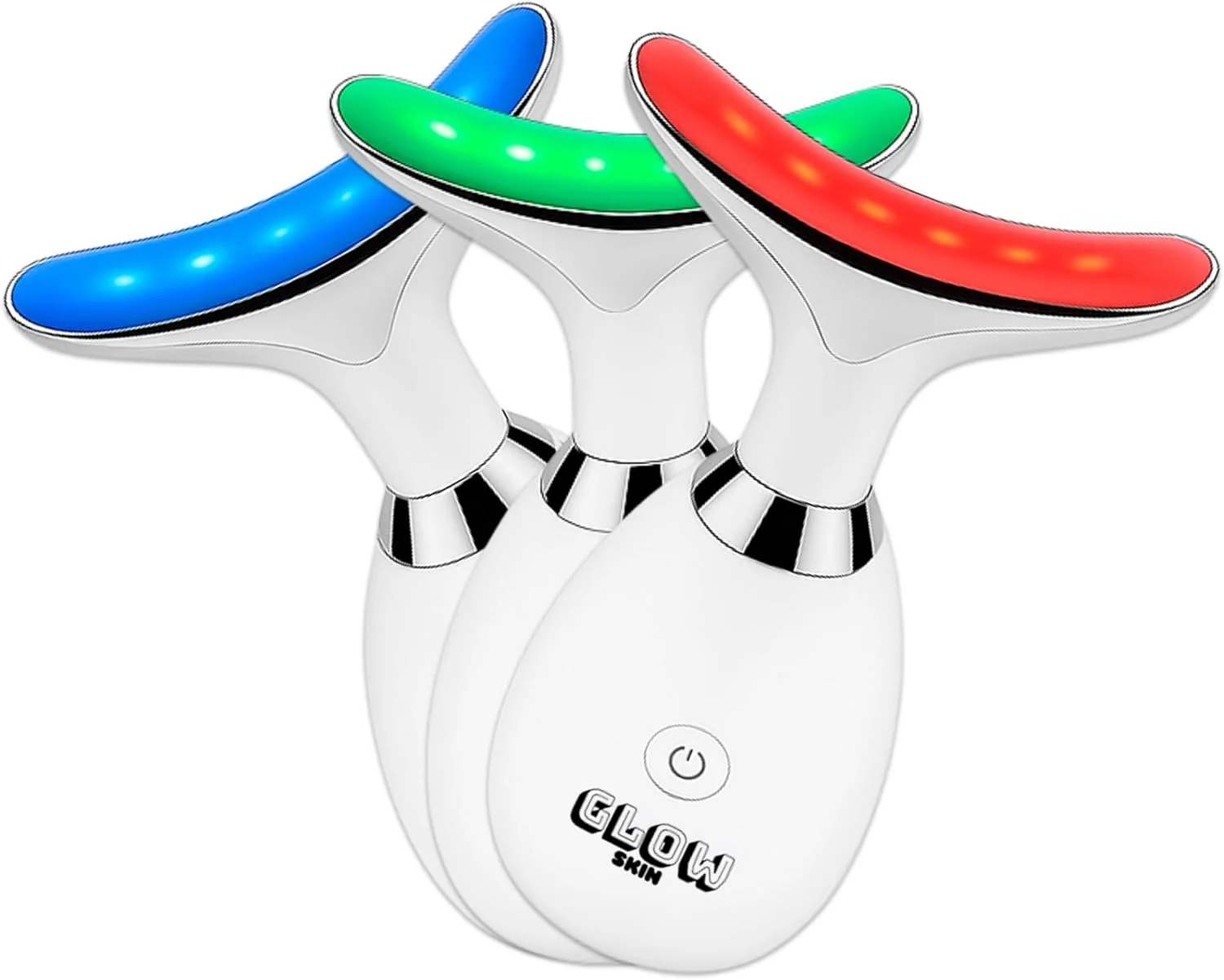 ماساژور صورت و گردن LED | دستگاه نور درمانی 3 رنگ (قرمز، آبی، سبز) | ضد پیری، سفت کننده پوست، رفع چین و چروک و جوانسازی | GlowSkin