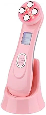 دستگاه ماساژور صورت مزوتراپی مارگون، فرکانس رادیویی، نور LED، دستگاه مراقبت از پوست، لیفتینگ و سفت کننده صورت و چشم، دستگاه زیبایی الکتریکی صورت (صورتی)