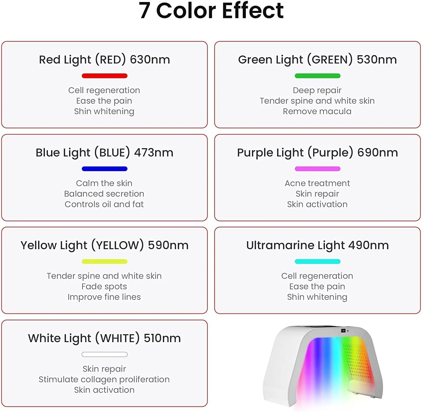 دستگاه نور LED هفت کاره برای صورت و بدن