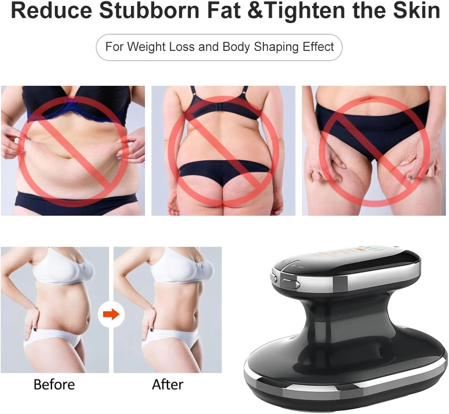 دستگاه لاغری بدن با فرکانس رادیویی RF، EMS، چربی سوز، LED، سفت کننده پوست، کاهش وزن، ماساژ فرم دهی، دستگاه زیبایی مشکی