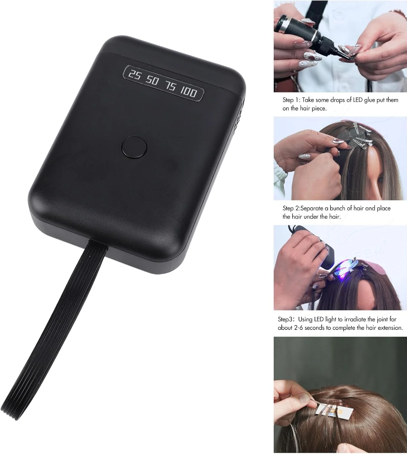 دستگاه لامپ ال ای دی برای اکستنشن مو خانگی (مشکی)