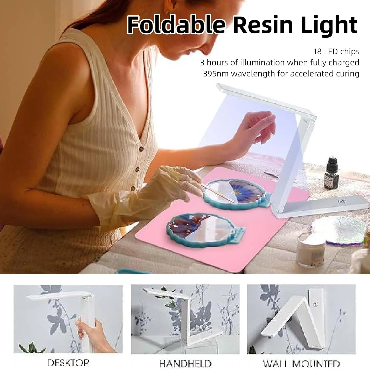 چراغ کیورینگ رزین LED Jiawu با پد سیلیکونی، چراغ کیورینگ رزین تاشو و کارآمد برای علاقه مندان، اندازه جمع و جور برای استفاده در سفر