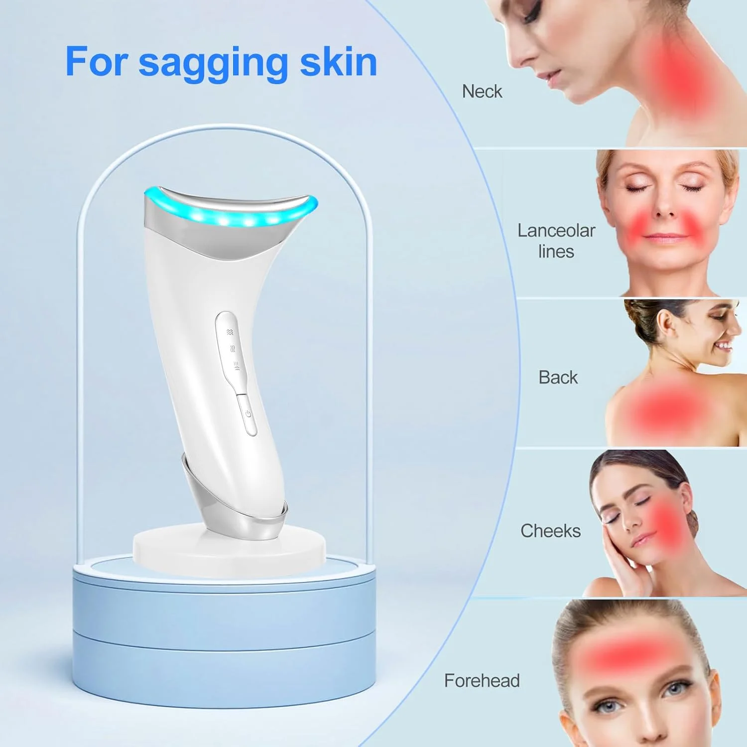 ماساژور صورت ضد چروک، لیفت صورت و غبغب، 3 حالت LED، گرمایش تا 45 درجه سانتیگراد، دستگاه زیبایی الکتریکی EMS برای تسکین و سفت کردن پوست و ضد پیری ماساژور صورت ضد چروک، لیفت صورت و غبغب، 3 حالت LED، گرمایش تا 45 درجه سانتیگراد، دستگاه زیبایی الکتریکی EMS برای تسکین و سفت کردن پوست و ضد پیری