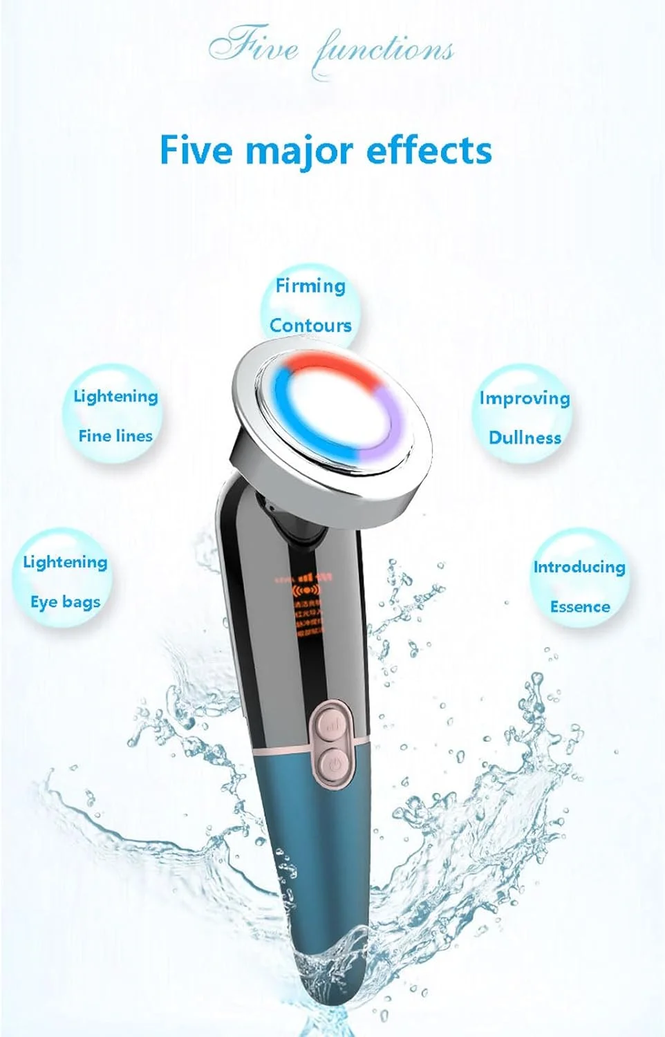 دستگاه زیبایی پوست، دستگاه های زیبایی خانگی سفت کننده و رفع چین و چروک با حالت LED 3 رنگ، 3 سطح قدرت، ماساژ ویبره صورت یونی برای بانوان