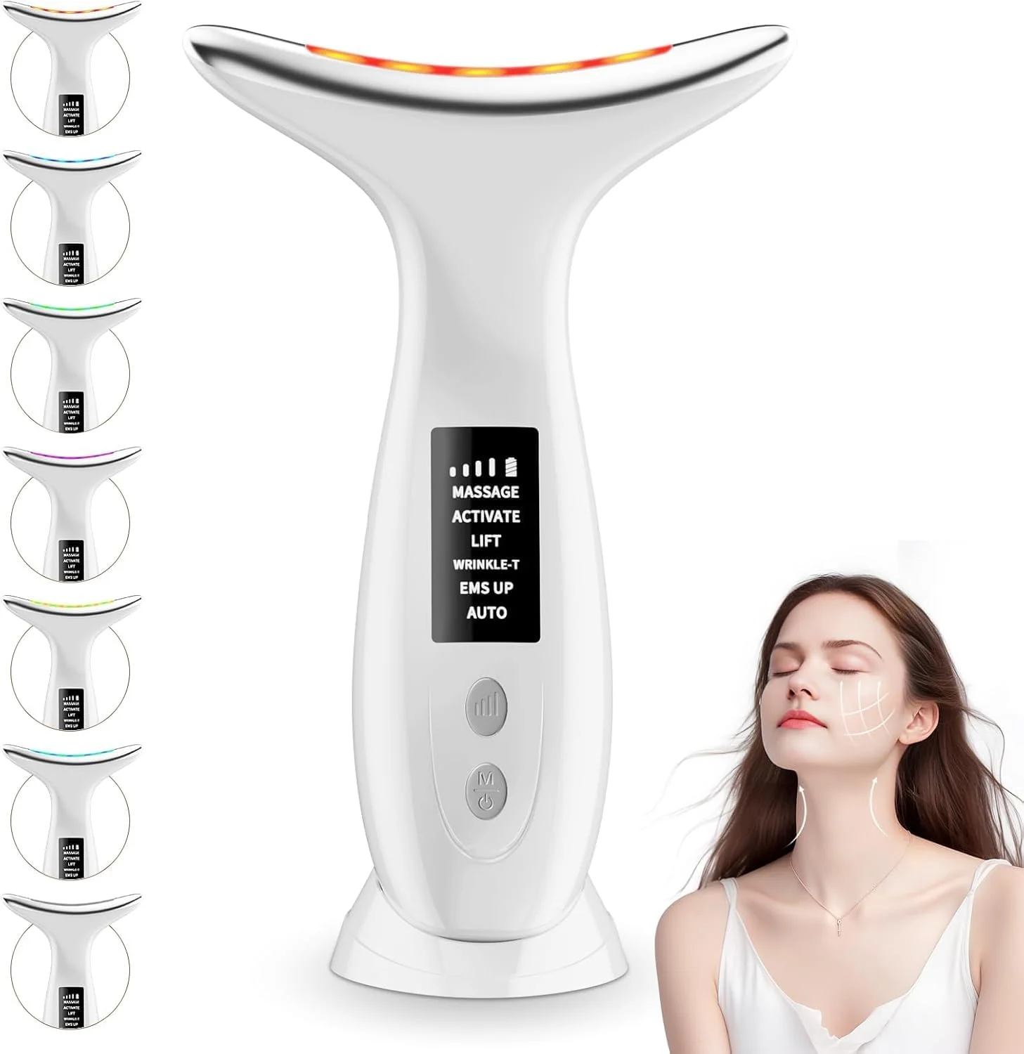 ماساژور صورت، ماساژور صورت و گردن با 6 حالت، دستگاه لیفتینگ صورت ضد چروک با 4 سطح، کاهش دهنده غبغب با حرارت 45 ± 5 درجه سانتیگراد، مجسمه ساز صورت 7 رنگ برای سفت کردن پوست ماساژور صورت، ماساژور صورت و گردن با 6 حالت، دستگاه لیفتینگ صورت ضد چروک با 4 سطح، کاهش دهنده غبغب با حرارت 45 ± 5 درجه سانتیگراد، مجسمه ساز صورت 7 رنگ برای سفت کردن پوست