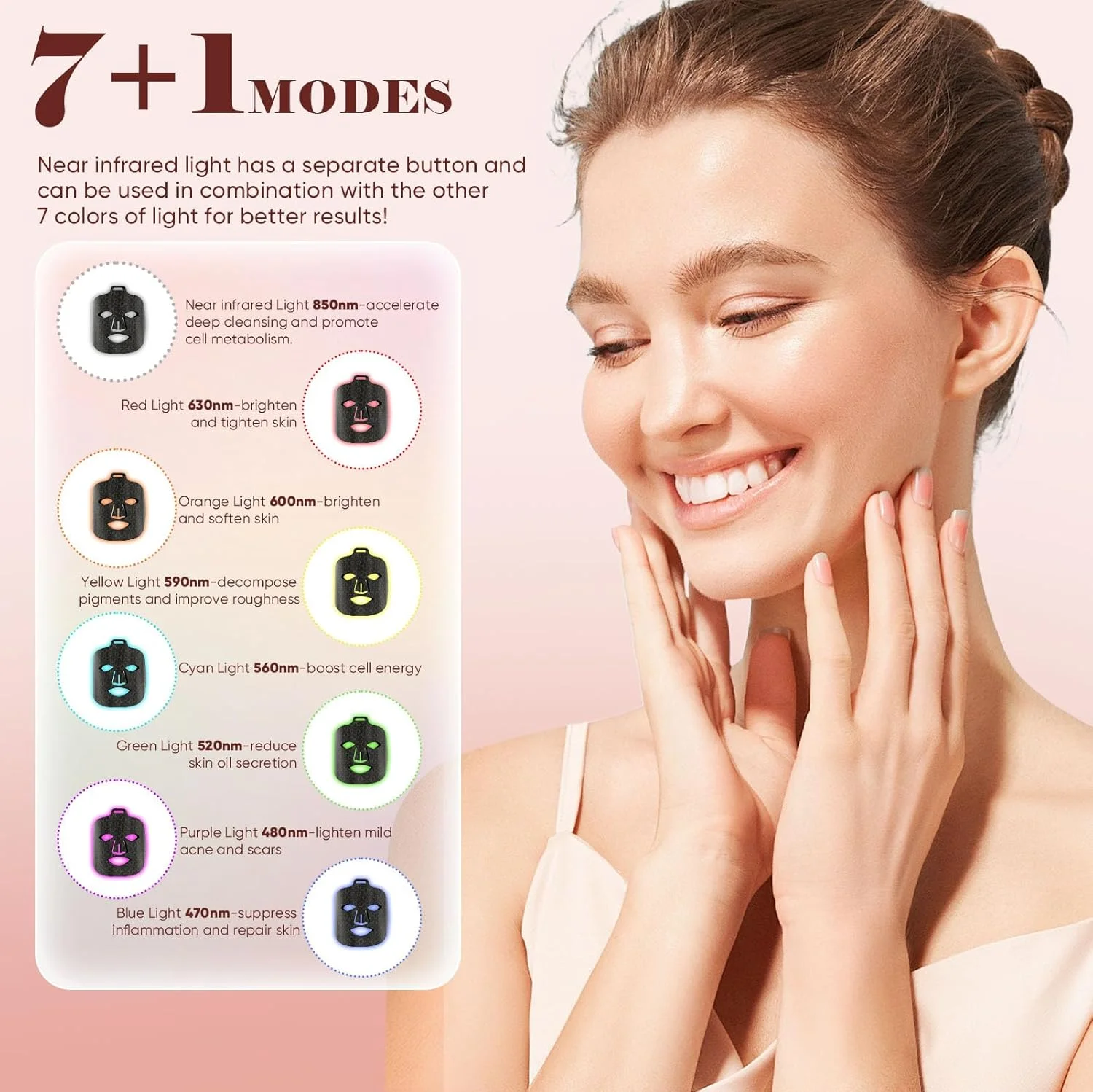 نور درمانی قرمز برای صورت، ماسک صورت LED قابل حمل با ۸ حالت ارتقا یافته ۲۰۲۵ با کنترل از راه دور، طول موج مادون قرمز نزدیک ۸۵۰ نانومتر با عملکرد زمانبندی برای مراقبت از پوست ضد پیری در خانه و مسافرت نور درمانی قرمز برای صورت، ماسک صورت LED قابل حمل با ۸ حالت ارتقا یافته ۲۰۲۵ با کنترل از راه دور، طول موج مادون قرمز نزدیک ۸۵۰ نانومتر با عملکرد زمانبندی برای مراقبت از پوست ضد پیری در خانه و مسافرت