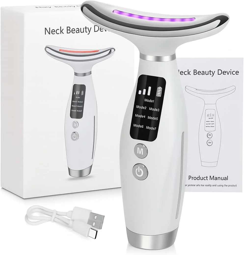 ماساژور گردن و صورت 7 در 1 ADAK - دستگاه زیبایی ضد پیری با 7 حالت نور درمانی LED، گرمایش 45 درجه سانتیگراد، ابزار سفت کننده و لیفتینگ پوست برای گردن و خط فک (همراه با ماسک صورت اضافی) ماساژور گردن و صورت 7 در 1 ADAK - دستگاه زیبایی ضد پیری با 7 حالت نور درمانی LED، گرمایش 45 درجه سانتیگراد، ابزار سفت کننده و لیفتینگ پوست برای گردن و خط فک (همراه با ماسک صورت اضافی)