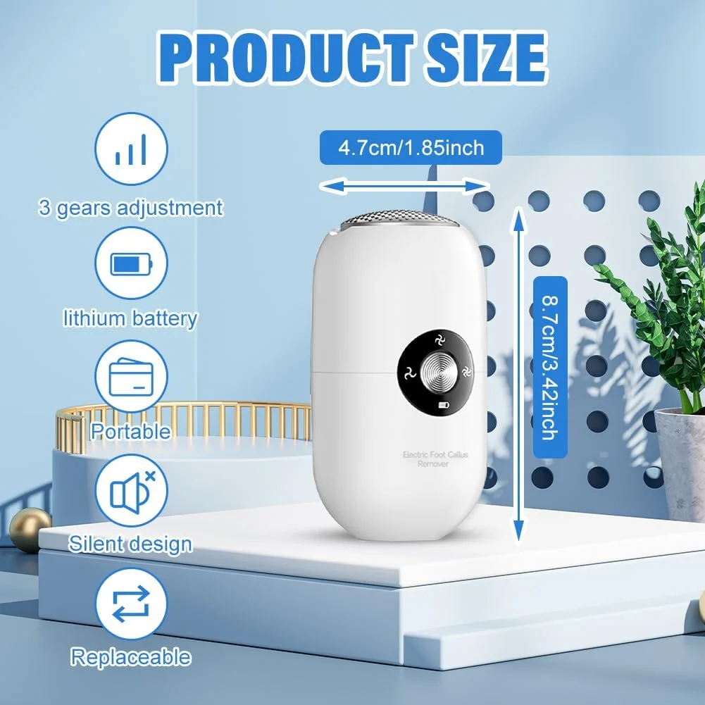 دستگاه الکتریکی از بین برنده پینه پا با 2 سری سنگ زنی استیل ضد زنگ، دستگاه مراقبت از پا قابل شارژ با نمایشگر LED، 3 سرعت، سوهان پینه باتری برای مقابله با پینه های قوی و پوست ترک خورده دستگاه الکتریکی از بین برنده پینه پا با 2 سری سنگ زنی استیل ضد زنگ، دستگاه مراقبت از پا قابل شارژ با نمایشگر LED، 3 سرعت، سوهان پینه باتری برای مقابله با پینه های قوی و پوست ترک خورده