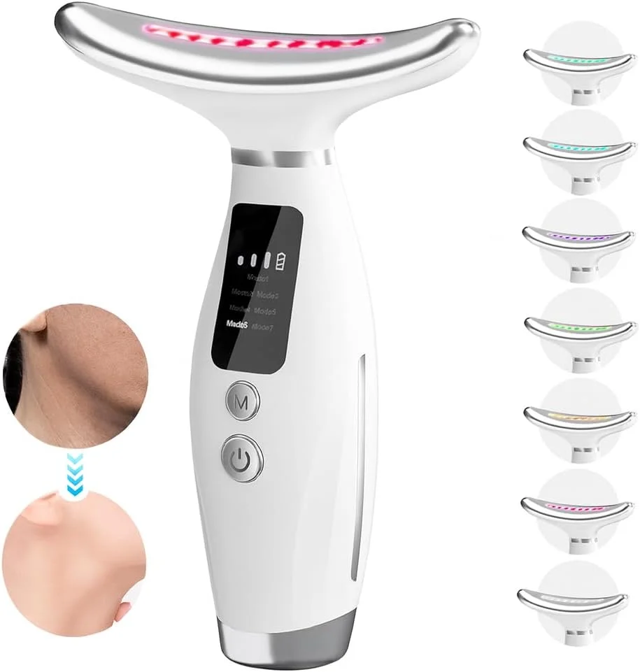 ماساژور گردن و صورت 7 در 1 ADAK - دستگاه زیبایی ضد پیری با 7 حالت نور درمانی LED، گرمایش 45 درجه سانتیگراد، ابزار سفت کننده و لیفتینگ پوست برای گردن و خط فک (همراه با ماسک صورت اضافی) ماساژور گردن و صورت 7 در 1 ADAK - دستگاه زیبایی ضد پیری با 7 حالت نور درمانی LED، گرمایش 45 درجه سانتیگراد، ابزار سفت کننده و لیفتینگ پوست برای گردن و خط فک (همراه با ماسک صورت اضافی)