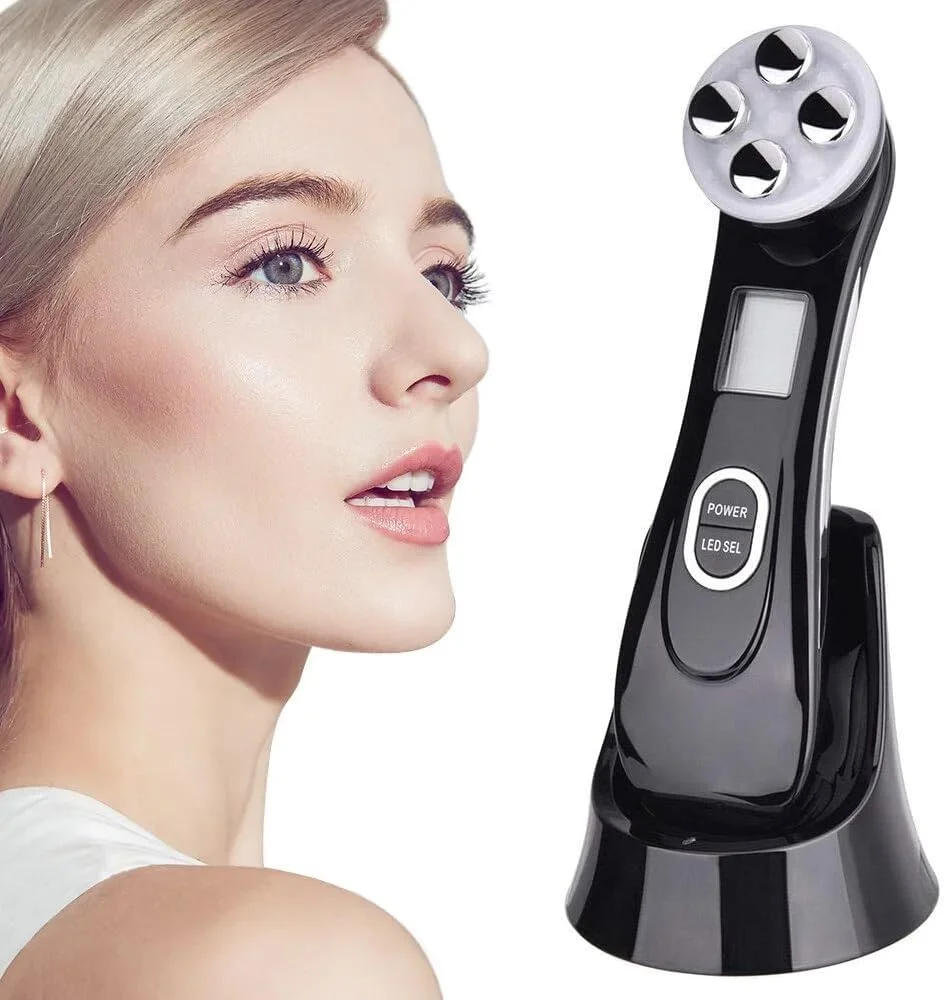 دستگاه مراقبت از پوست صورت مارگون، مزوتراپی، الکتروپوریشن، آر اف رادیو فرکانسی، ال ای دی فوتون، لیفتینگ و سفت کننده پوست صورت و مراقبت از چشم (مشکی)