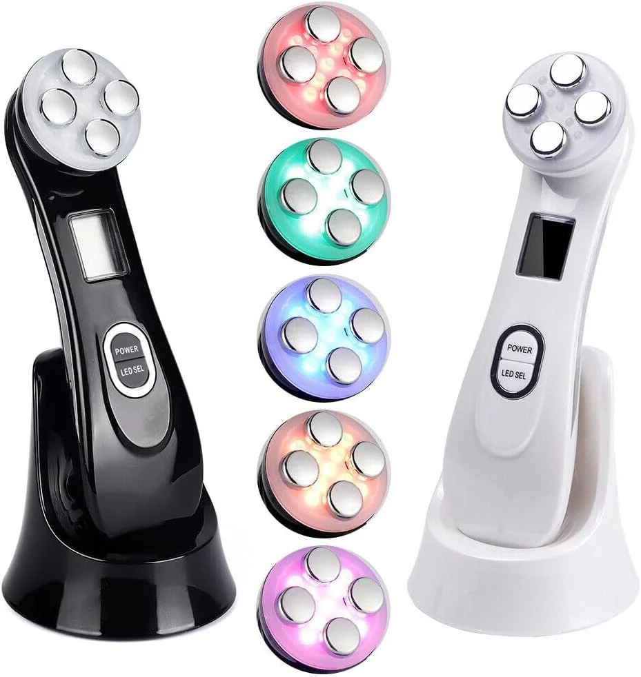 دستگاه مراقبت از پوست صورت مارگون، مزوتراپی، الکتروپوریشن، آر اف رادیو فرکانسی، ال ای دی فوتون، لیفتینگ و سفت کننده پوست صورت و مراقبت از چشم (مشکی)