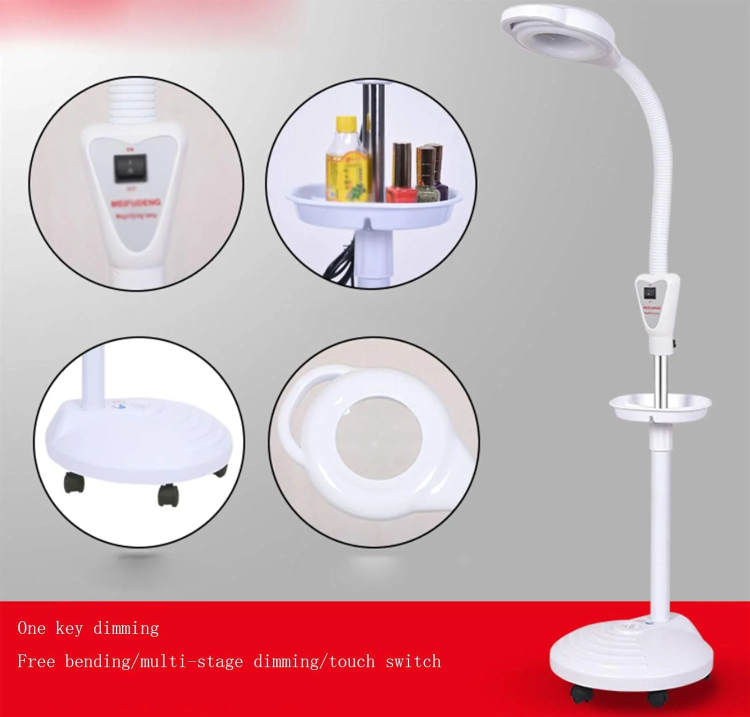 چراغ تاتو LED سالن زیبایی، چراغ ذره‌بینی برای اکستنشن مژه، ابرو، لب، طراحی ناخن، کار سفید، محافظ پوشش لامپ چشم، ایستاده